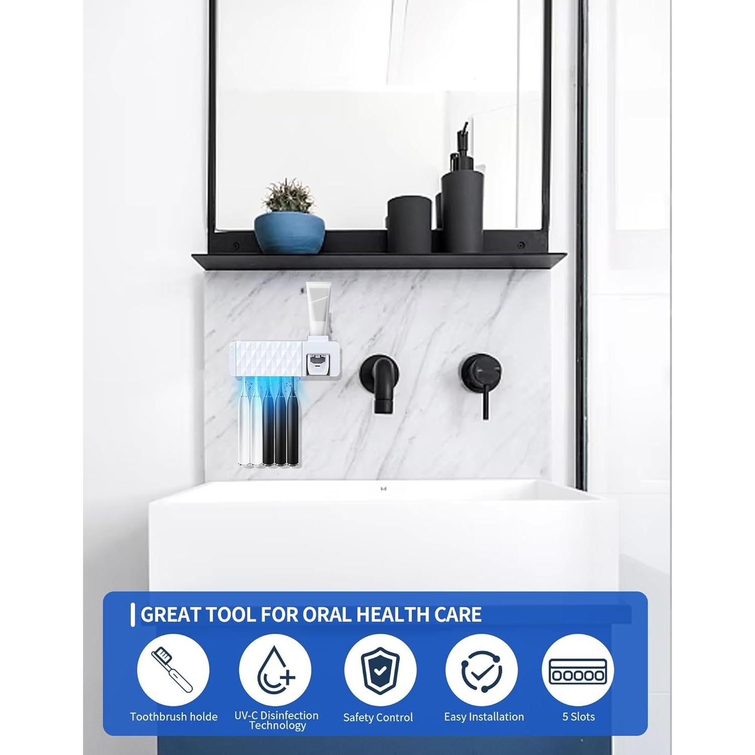 Soporte para Cepillos de Dientes OVAS HOO con Dispensador Blanco