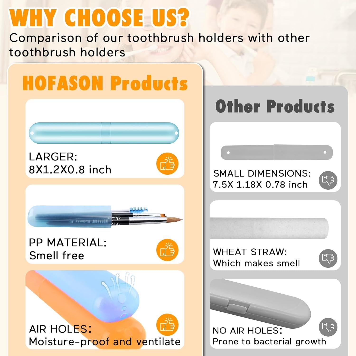 Estuche de Viaje para Cepillos de Dientes HOFASON 48PCS