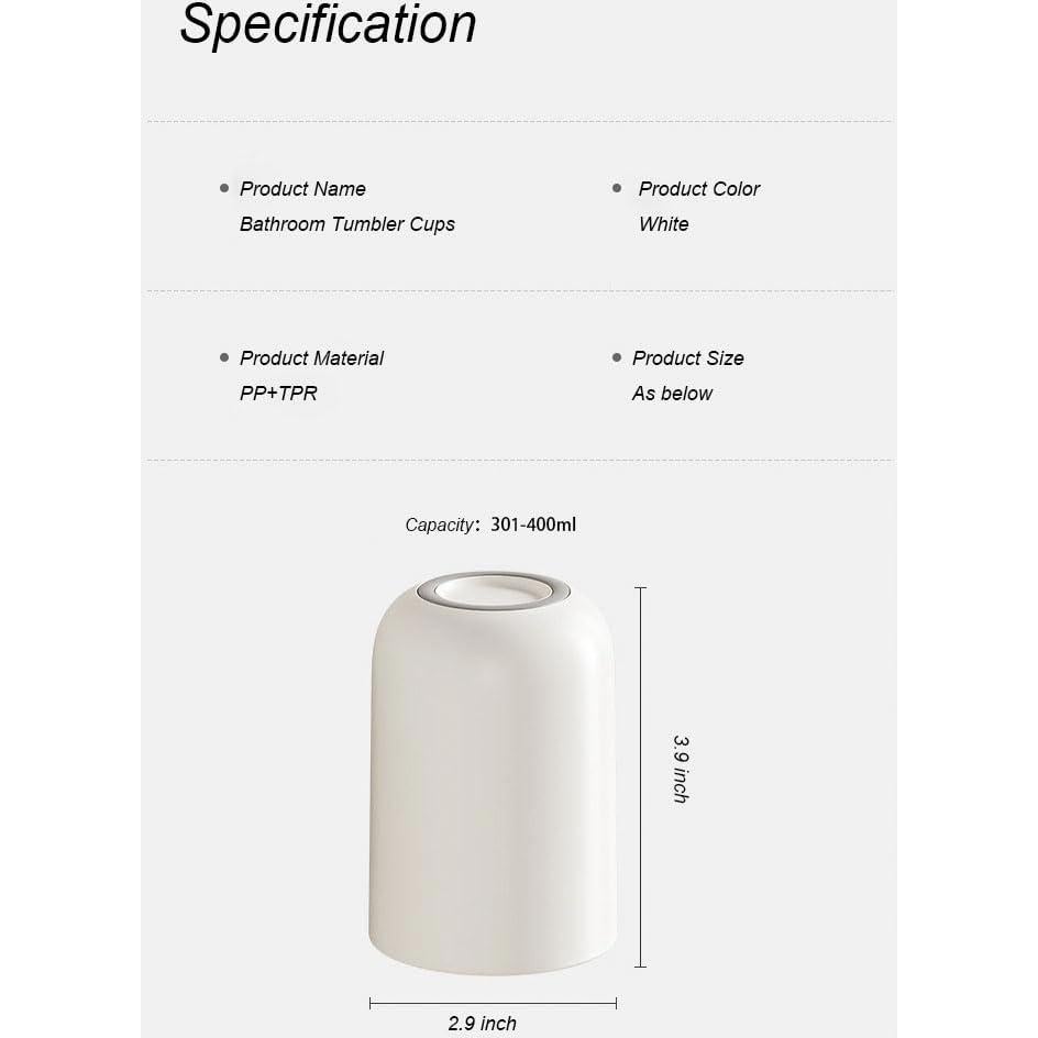 Vasos de Cepillo de Dientes Waipwaip Blancos 2 Pcs 325 ml