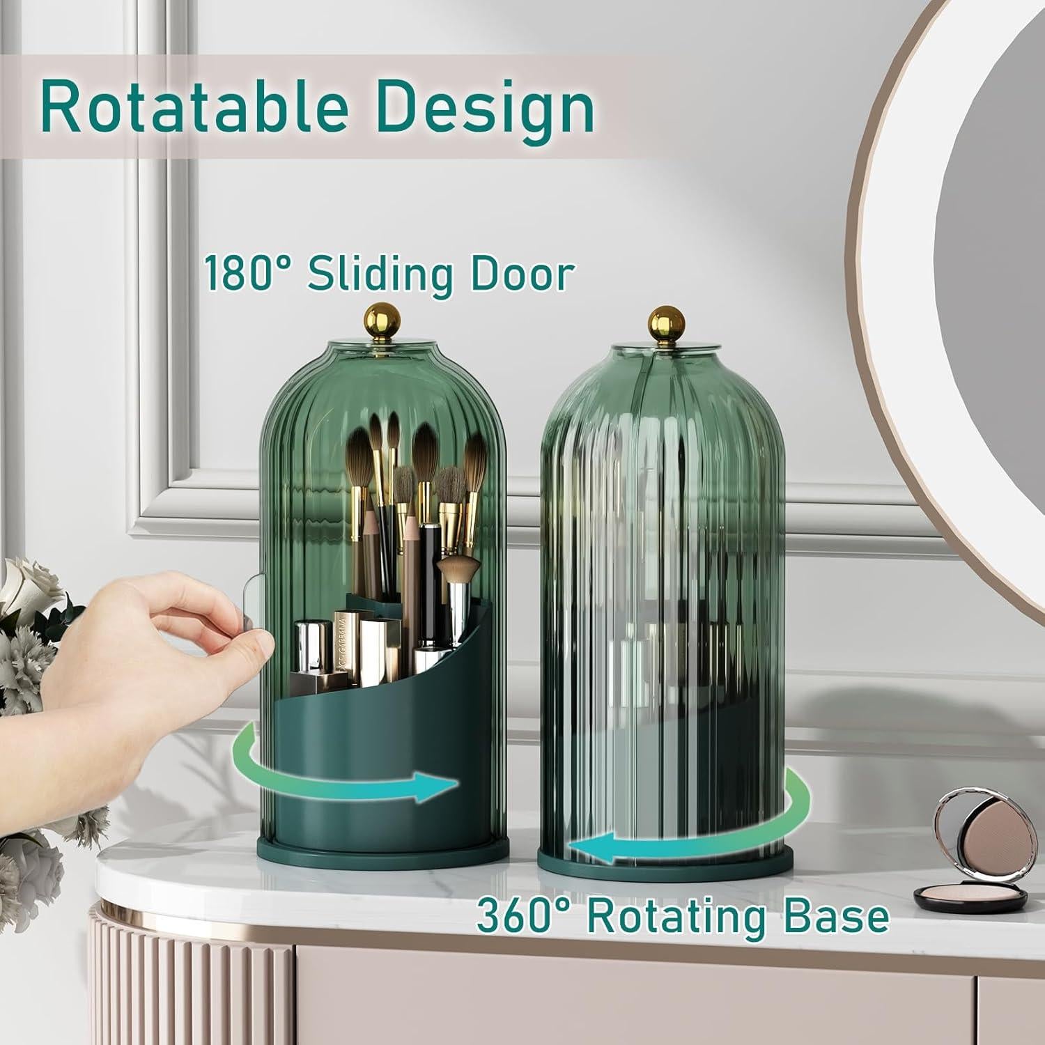 Soporte para Brochas de Maquillaje GAXmi Verde 360° Rotatorio