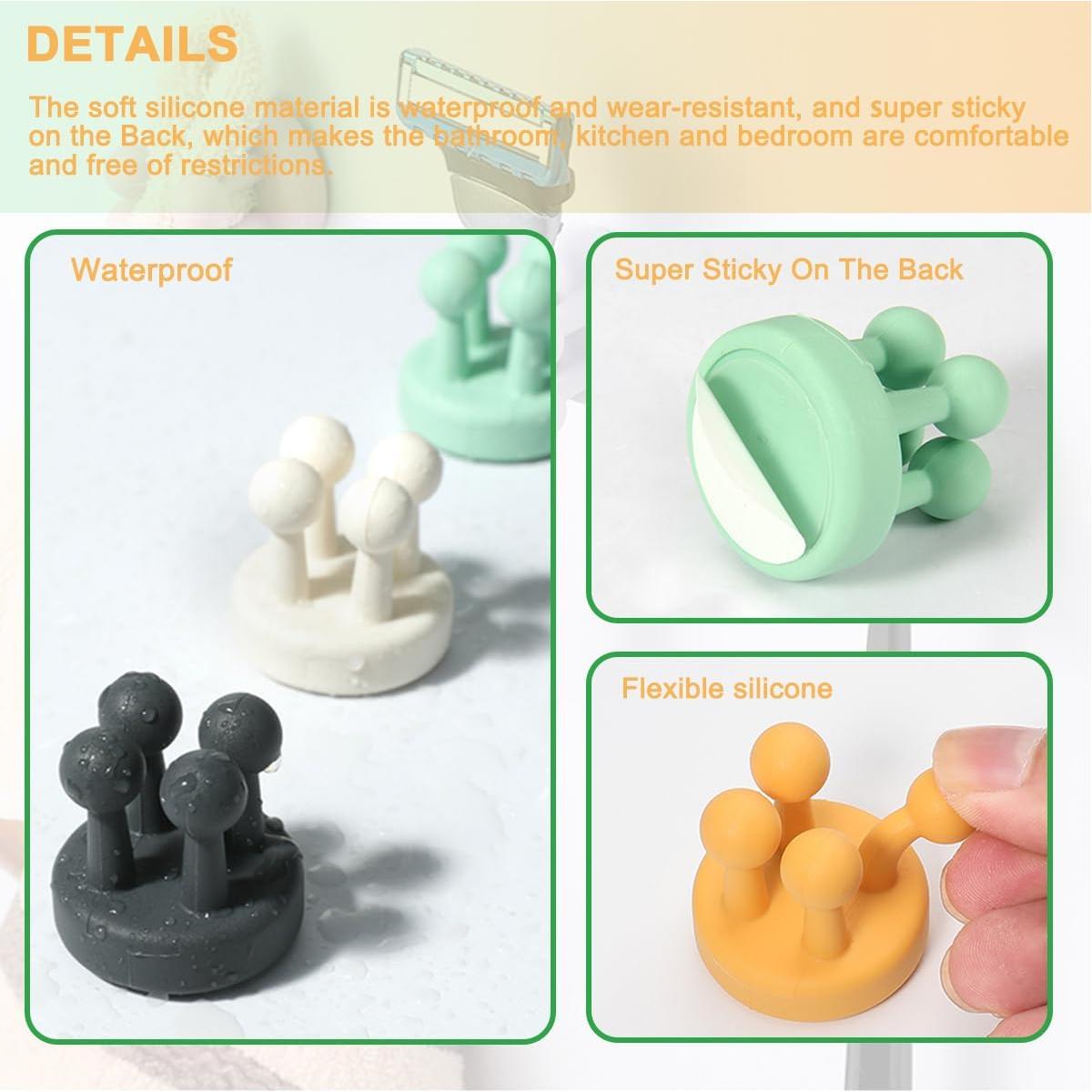 Soporte de Cepillos de Dientes Abamabby 4 Pcs Negro Silicona