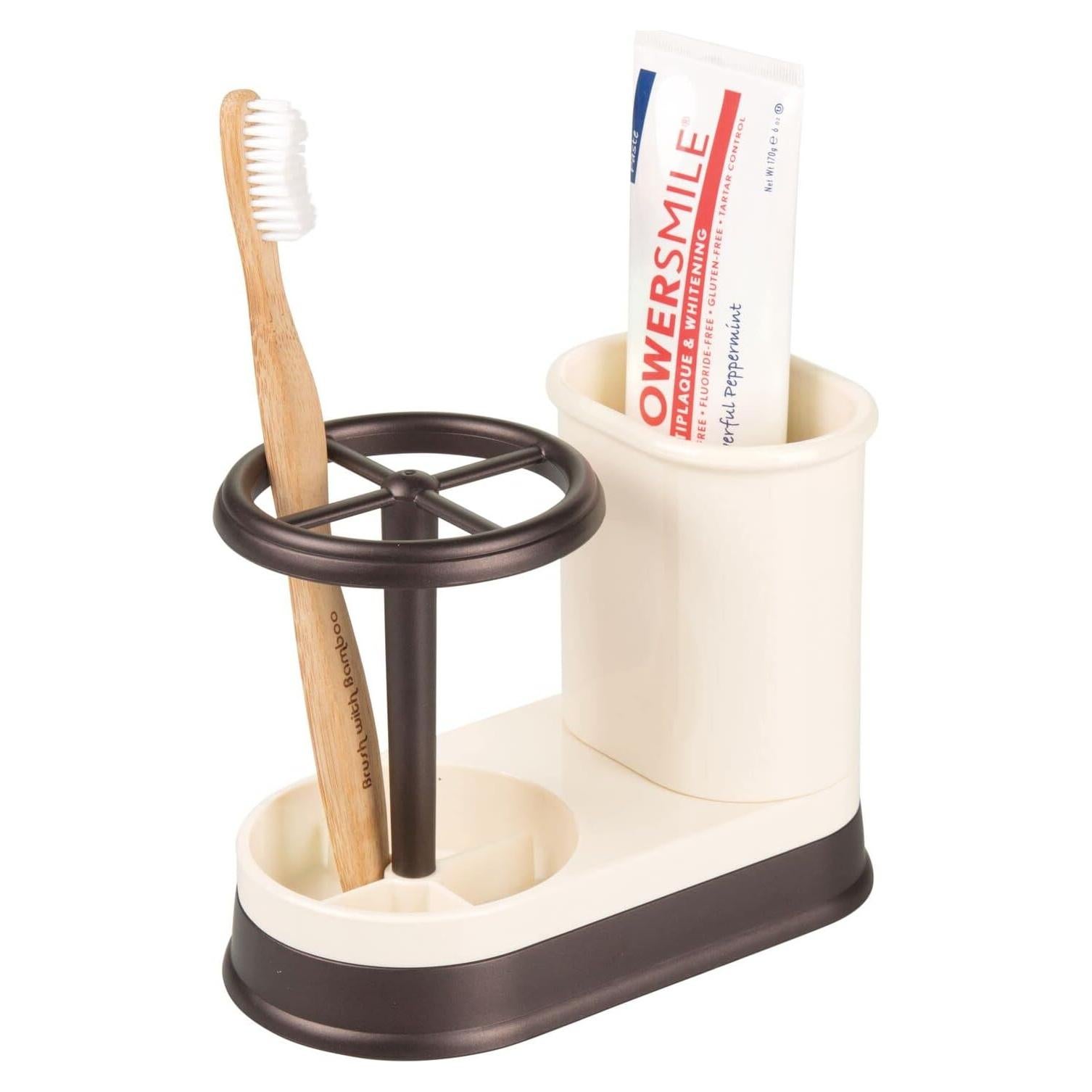 Organizador Dental mDesign Vainilla/Bronce 4 Compartimentos