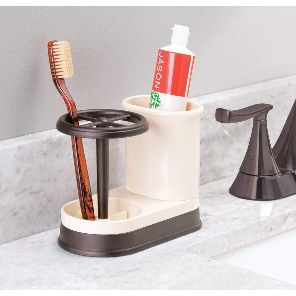 Organizador Dental mDesign Vainilla/Bronce 4 Compartimentos