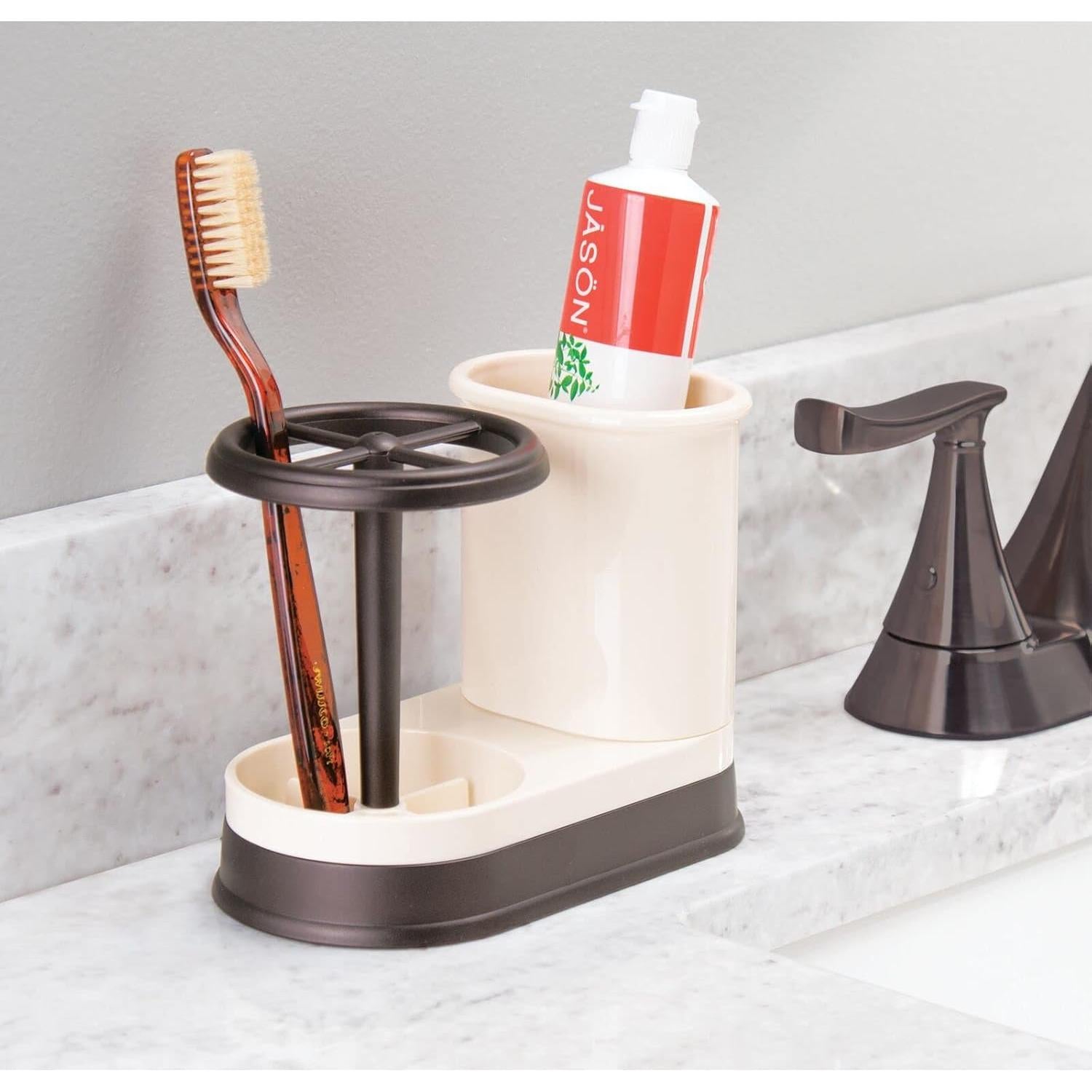 Organizador Dental mDesign Vainilla/Bronce 4 Compartimentos