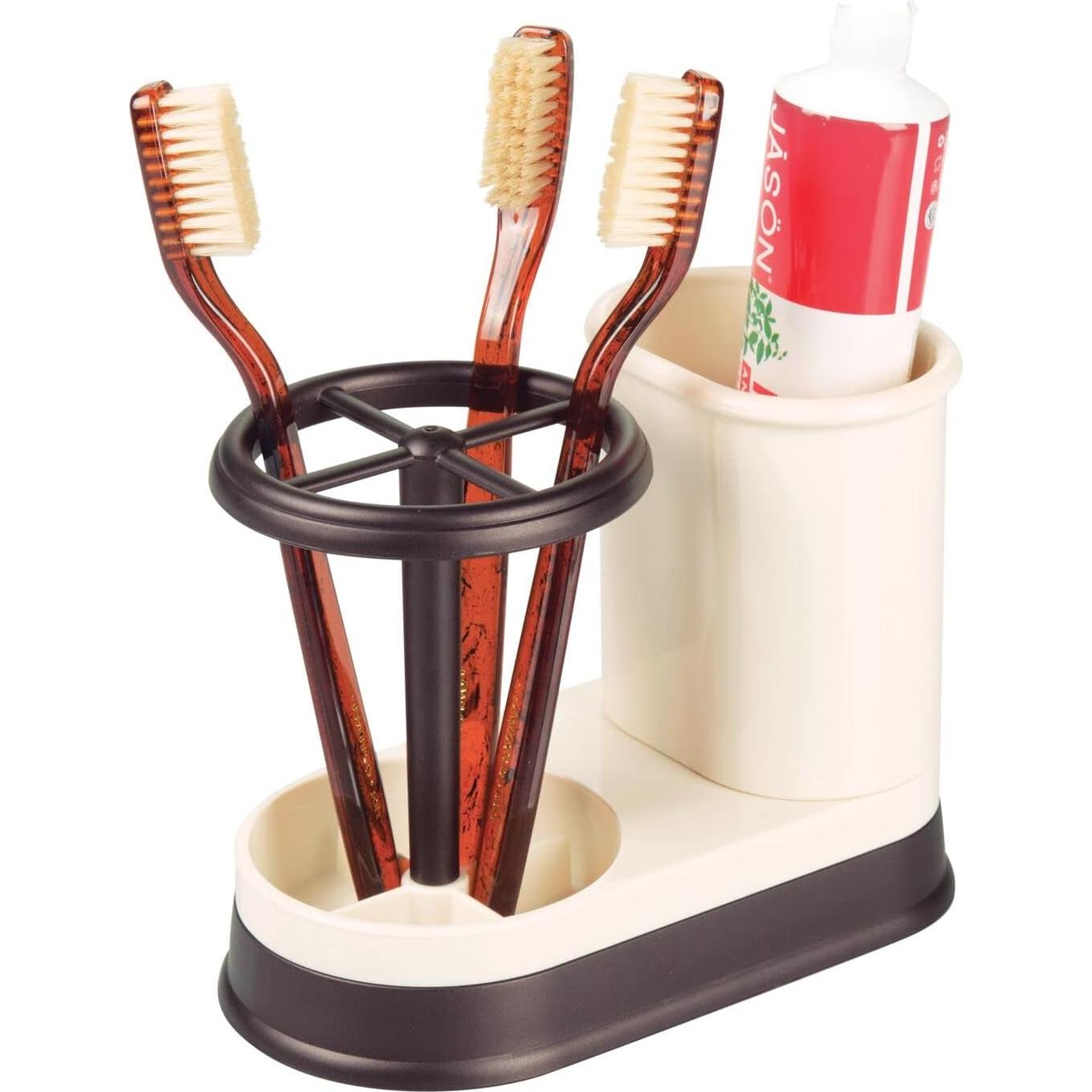 Organizador Dental mDesign Vainilla/Bronce 4 Compartimentos