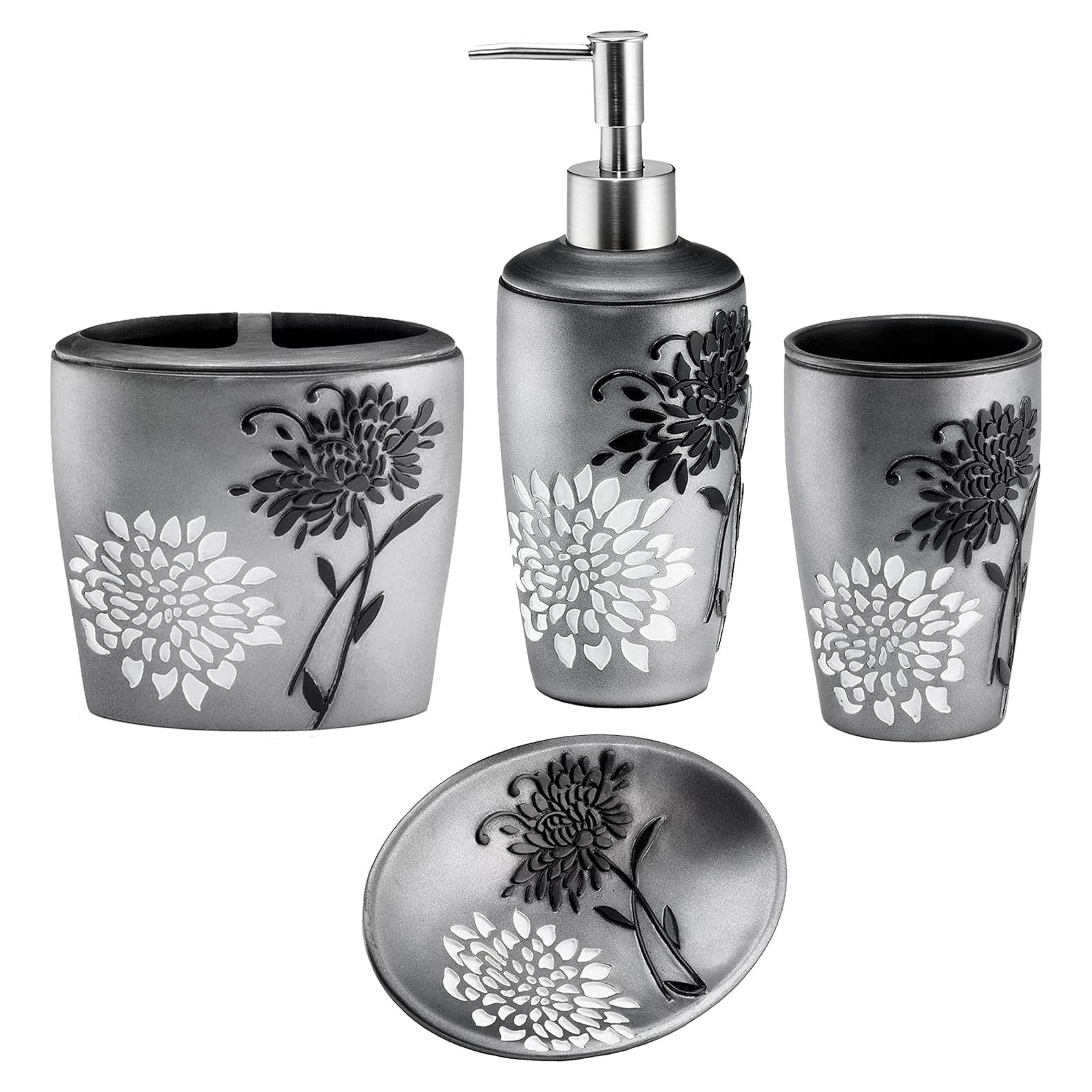 Conjunto de Accesorios de Baño Zahari Home 4 Piezas Gris