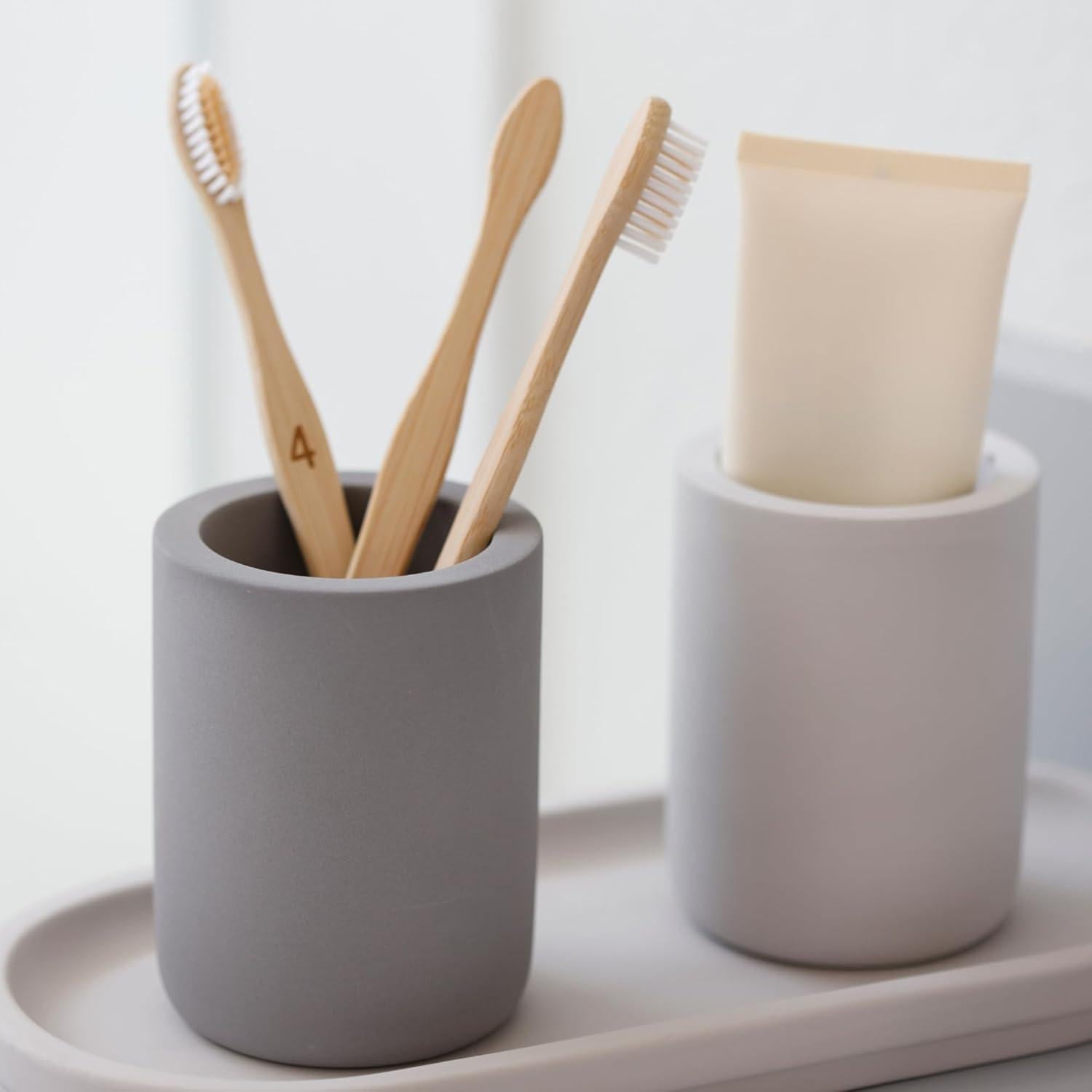 Soporte para Cepillos de Dientes Selegna Diatomita Gris