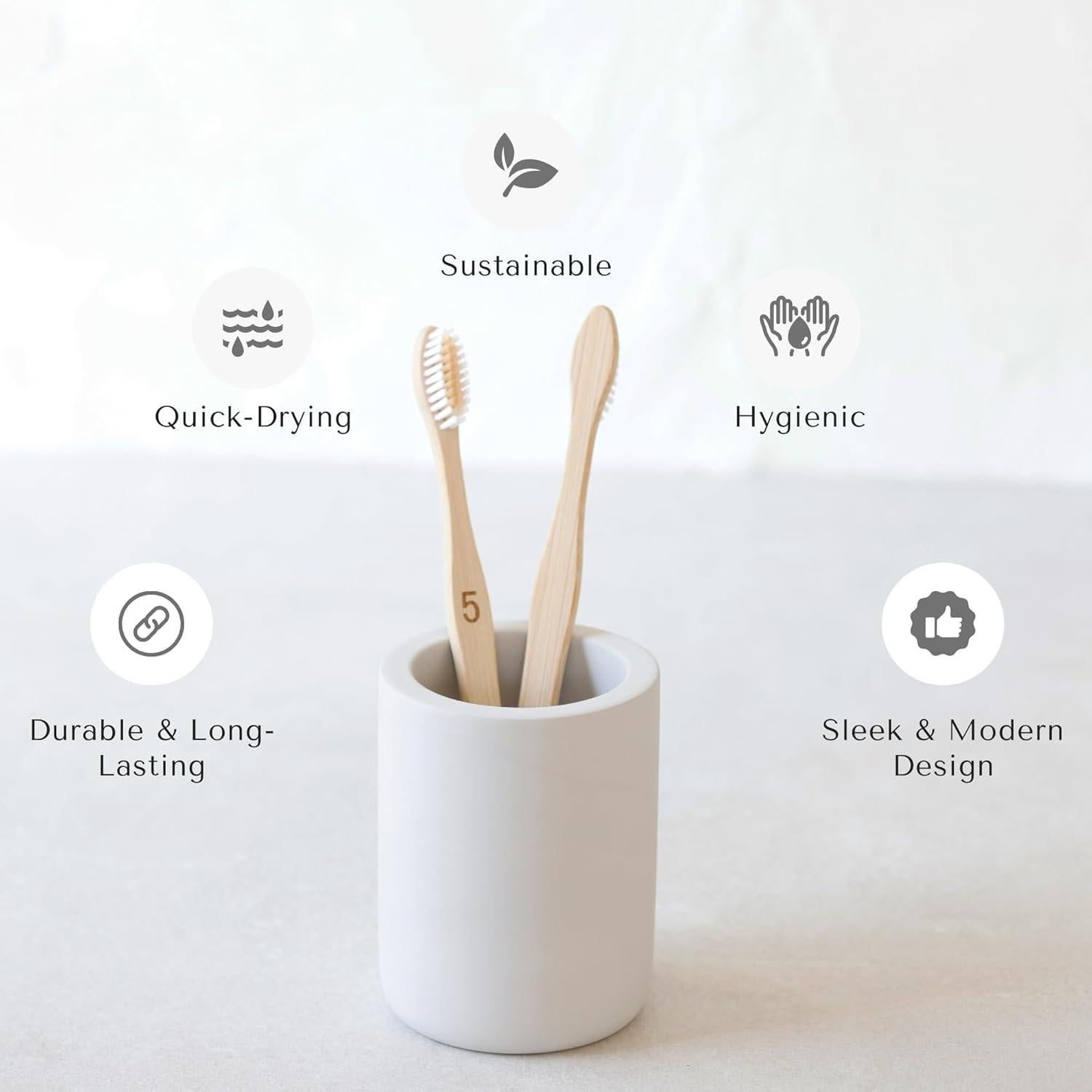 Soporte para Cepillos de Dientes Selegna Diatomita Gris