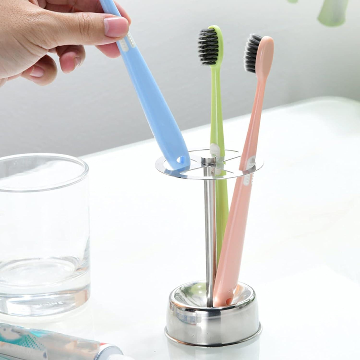 Soporte de Cepillos de Dientes Acero Inoxidable HERCHR 6 Compartimentos