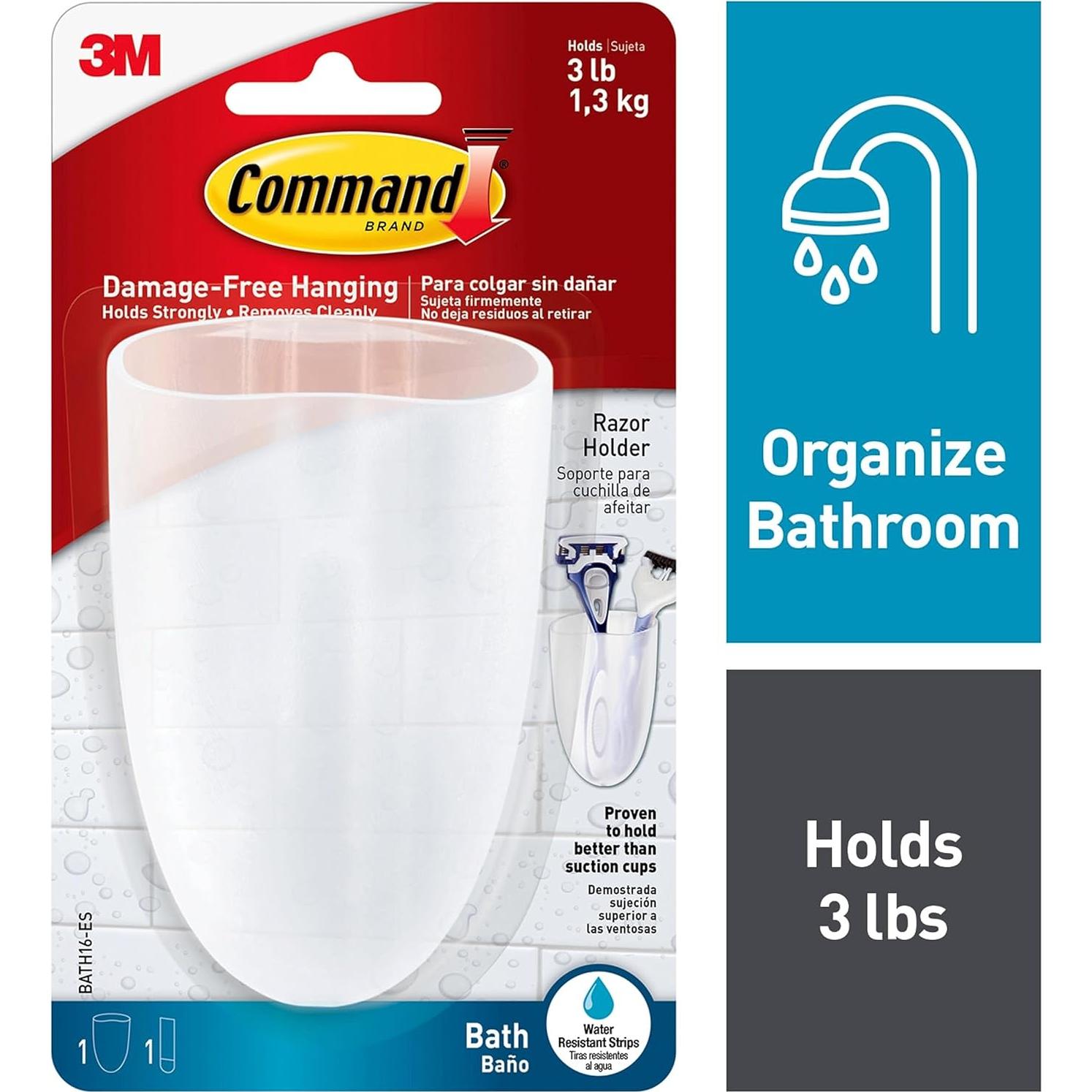 Soporte para Afeitar Command, Transparente Esmerilado, 1 Soporte