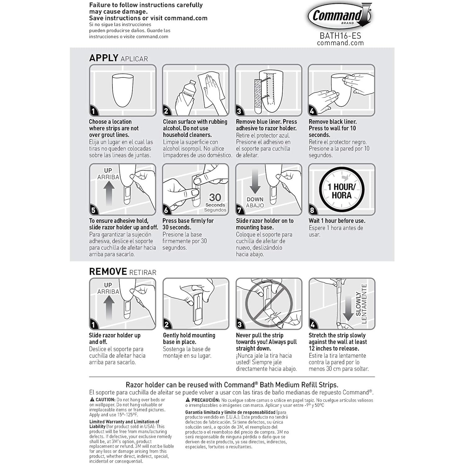Soporte para Afeitar Command, Transparente Esmerilado, 1 Soporte