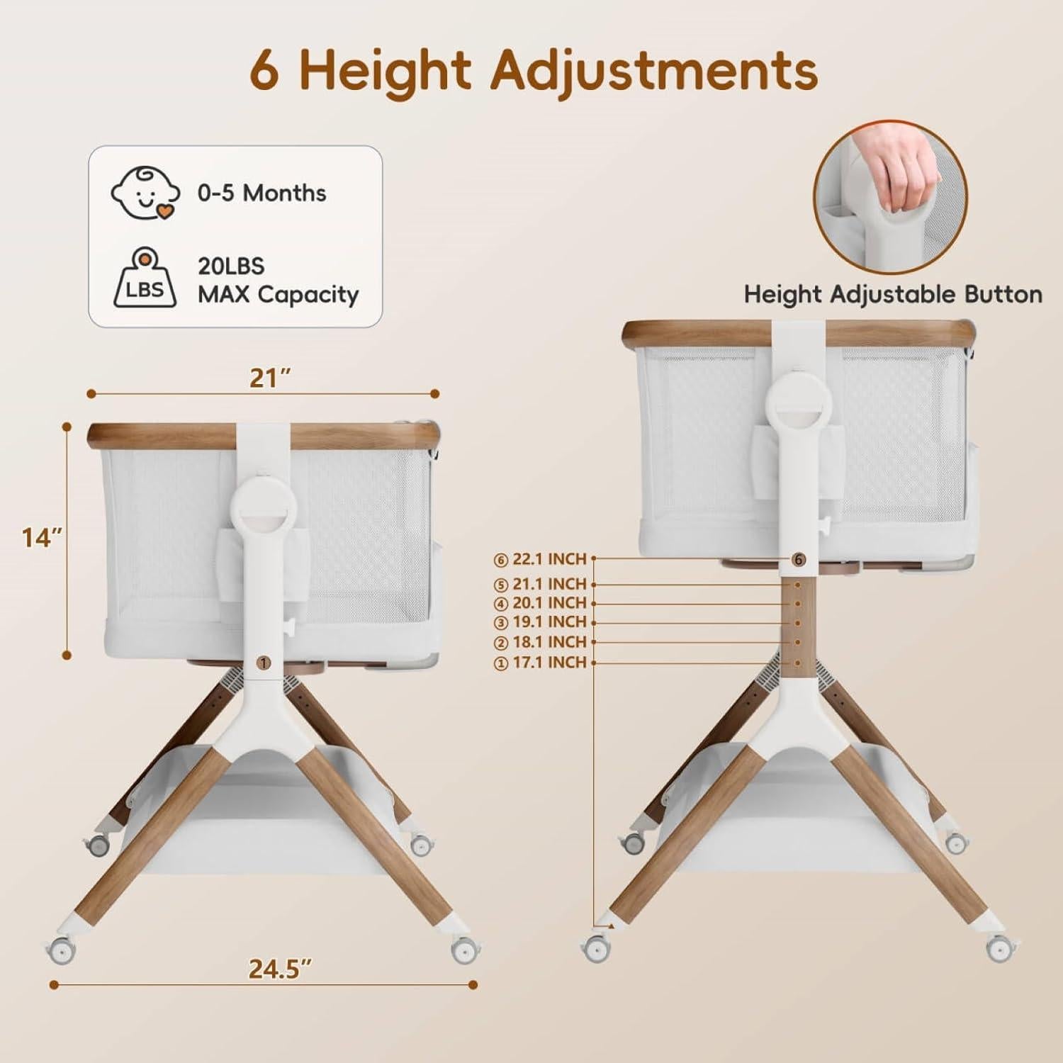 Cuna Lateral Starmons 3 en 1 Ajustable con Malla Transpirable