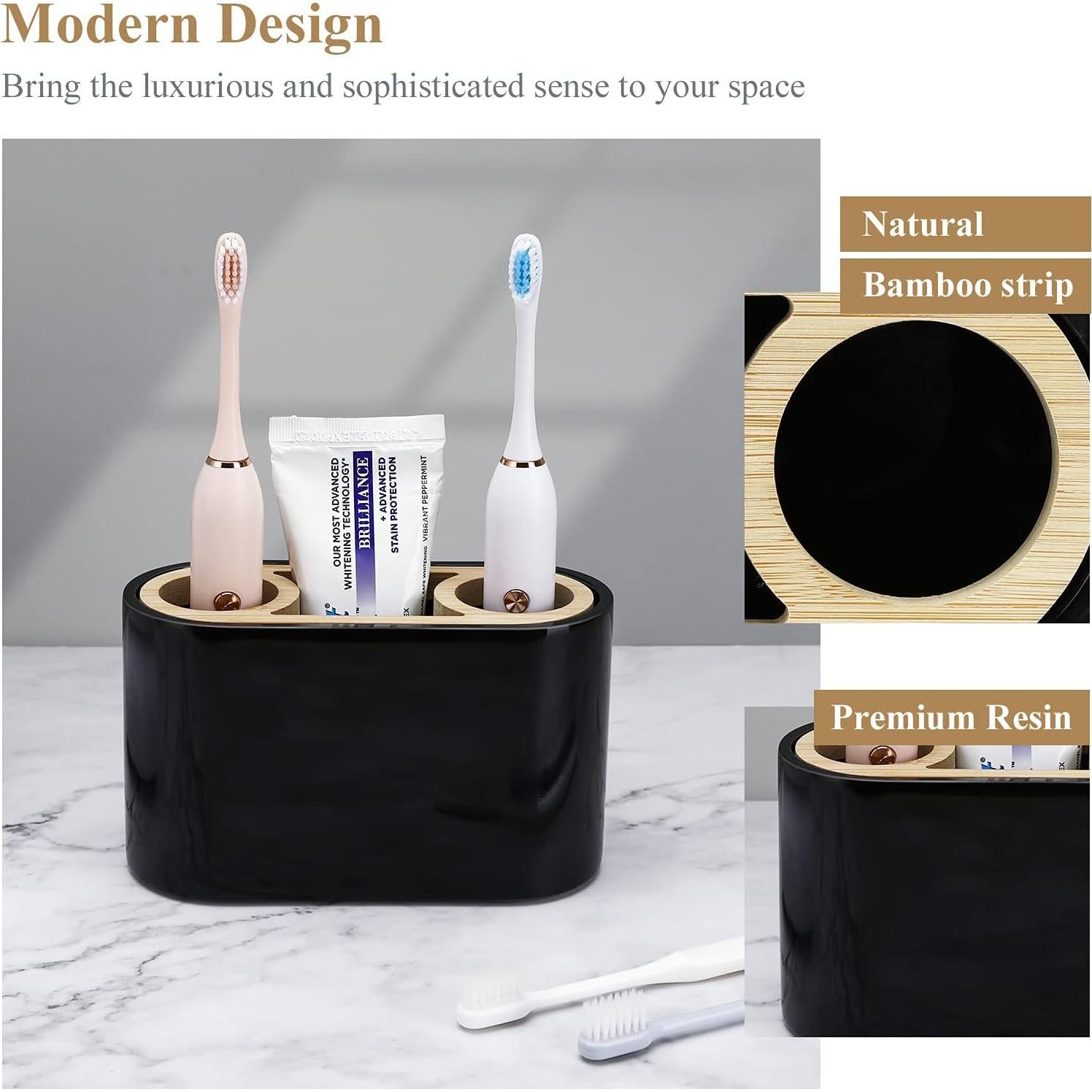 Soporte para Cepillos de Dientes Shinowa Negro 3 Ranuras