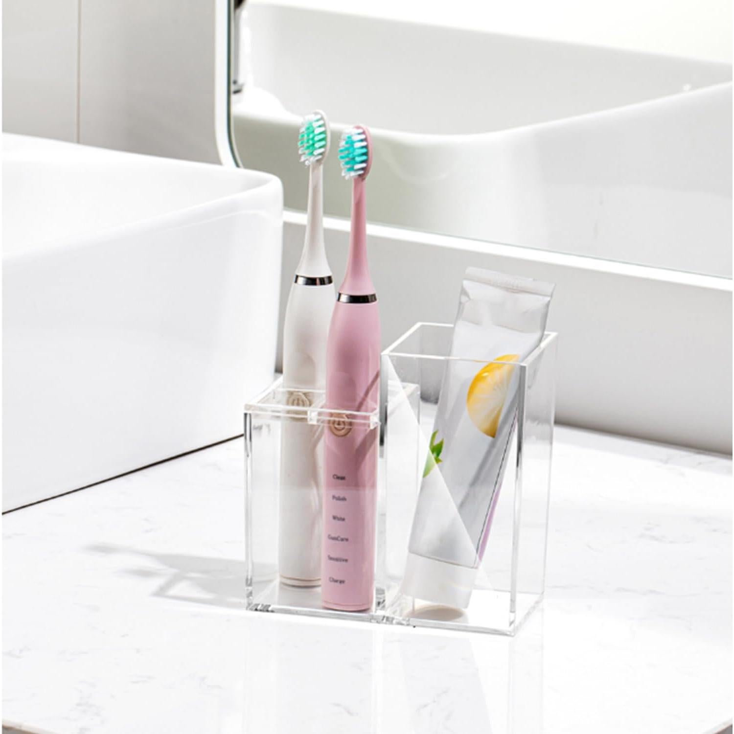 Soporte Acrílico Transparente para Cepillos de Dientes 5 Compartimentos