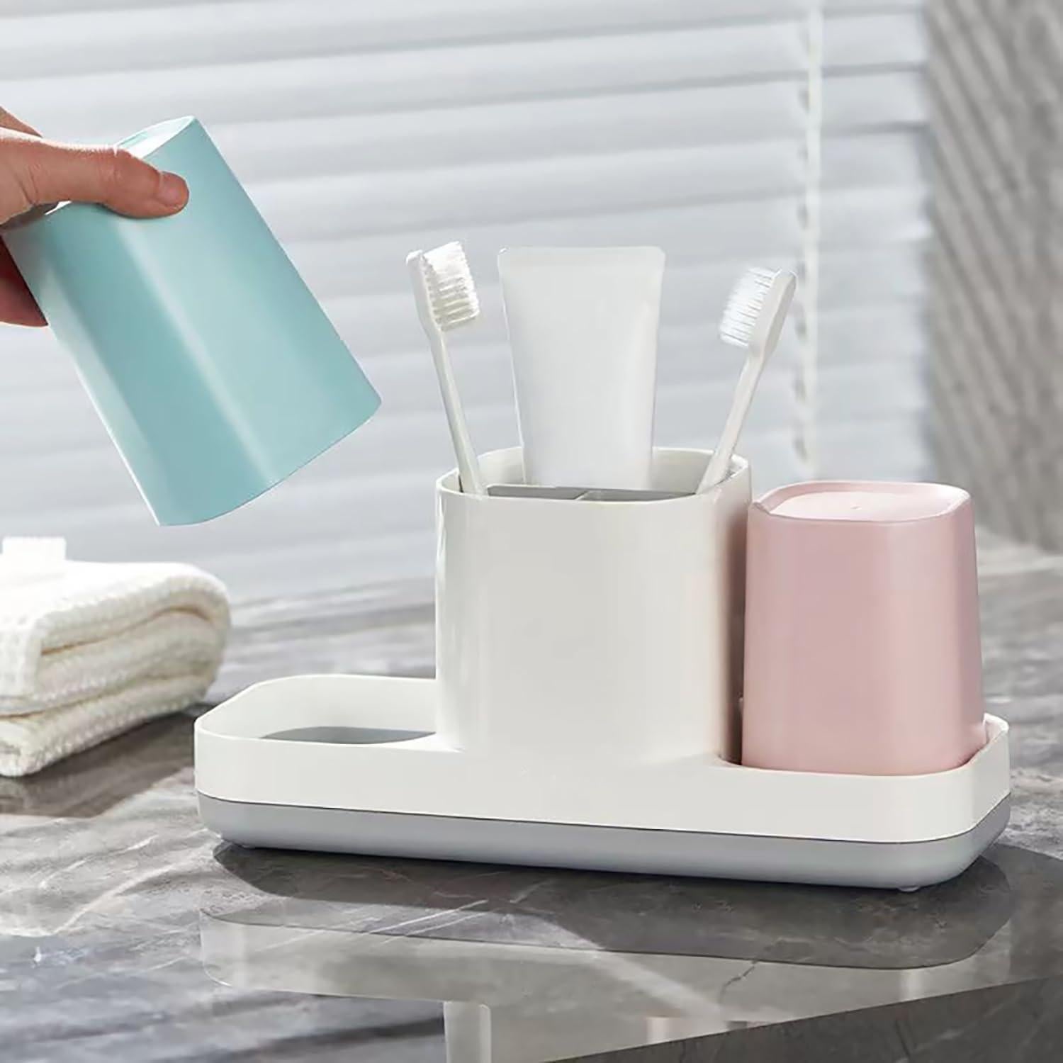 Soporte para Cepillos de Dientes Boershun Rosa y Azul