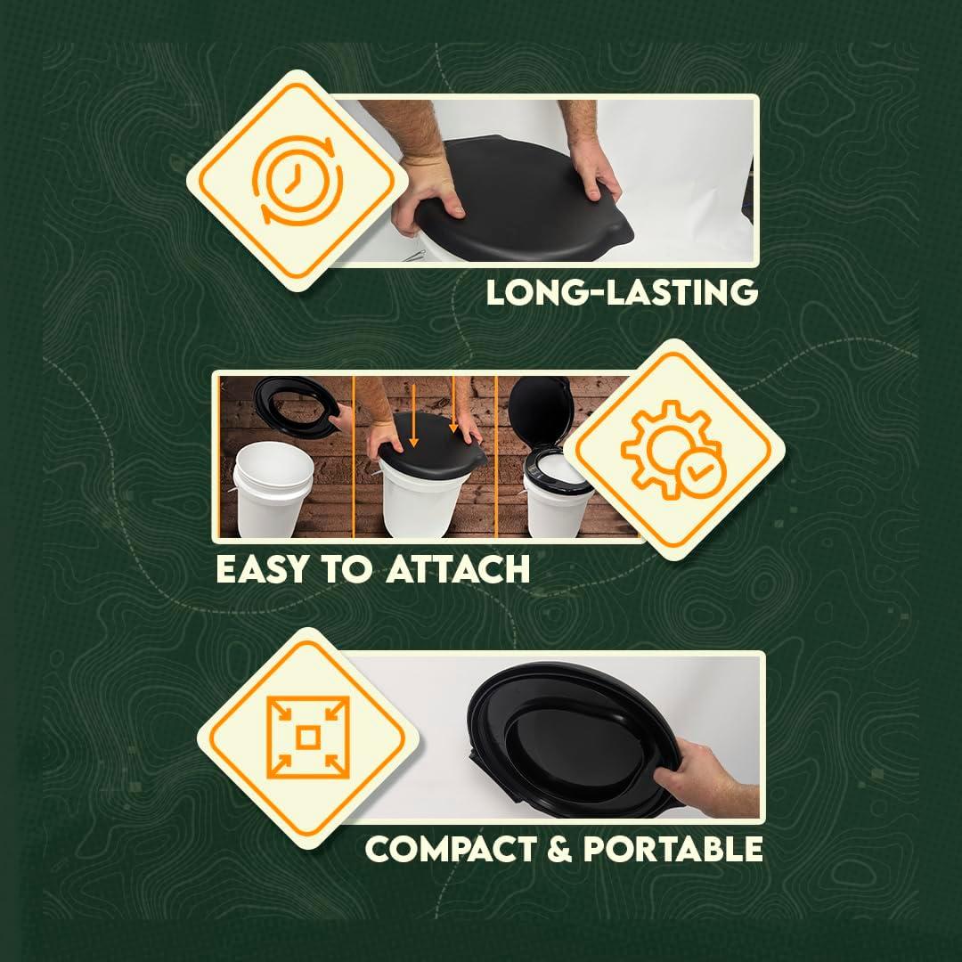 Tapa de Inodoro Portátil SE para Balde de 19L - Negro