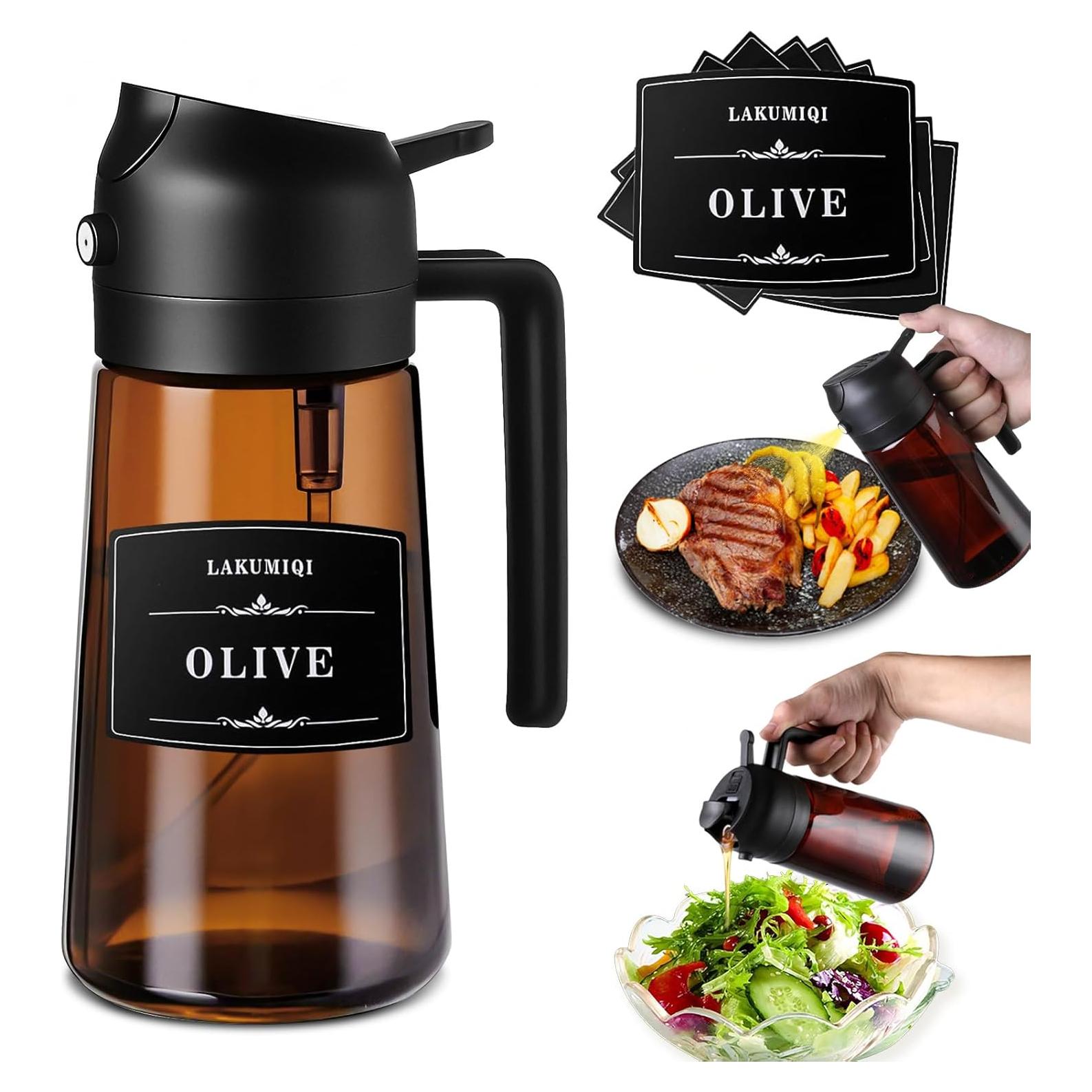 Dispensador de Aceite de Vidrio 2 en 1 LAKUMIQI 470ml Negro