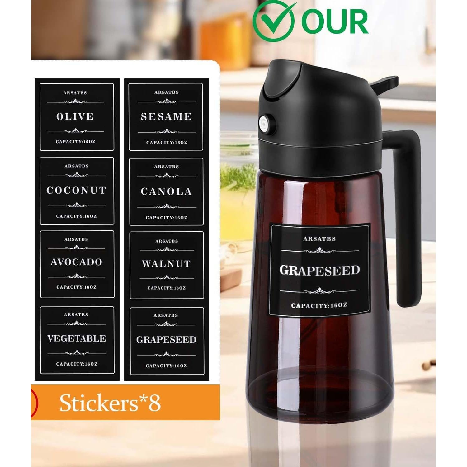 Rociador de Aceite 2 en 1 Arsatbs 470ml Vidrio Marrón