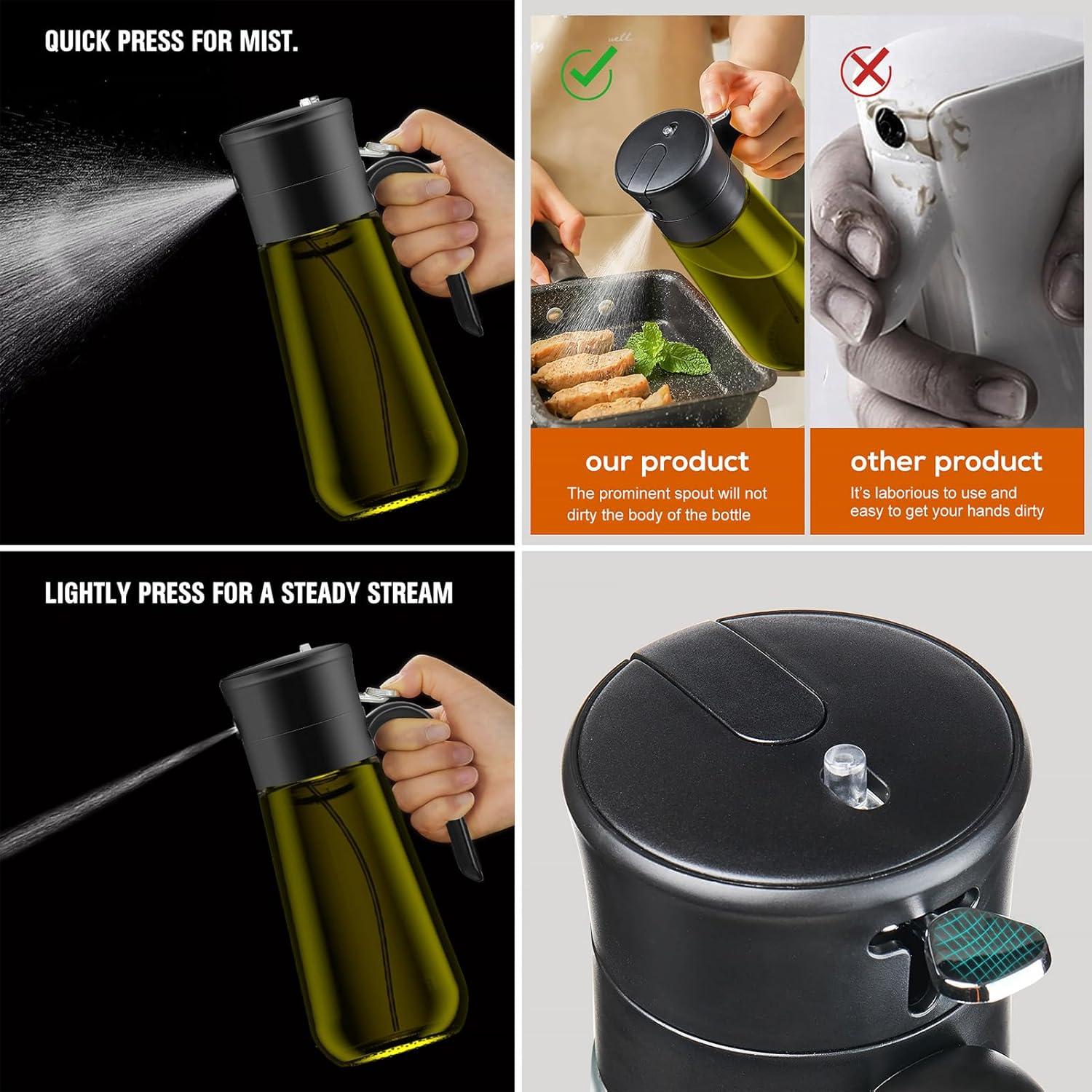 Dispensador de Aceite de Oliva 550ml Hoforife Negro 2 en 1