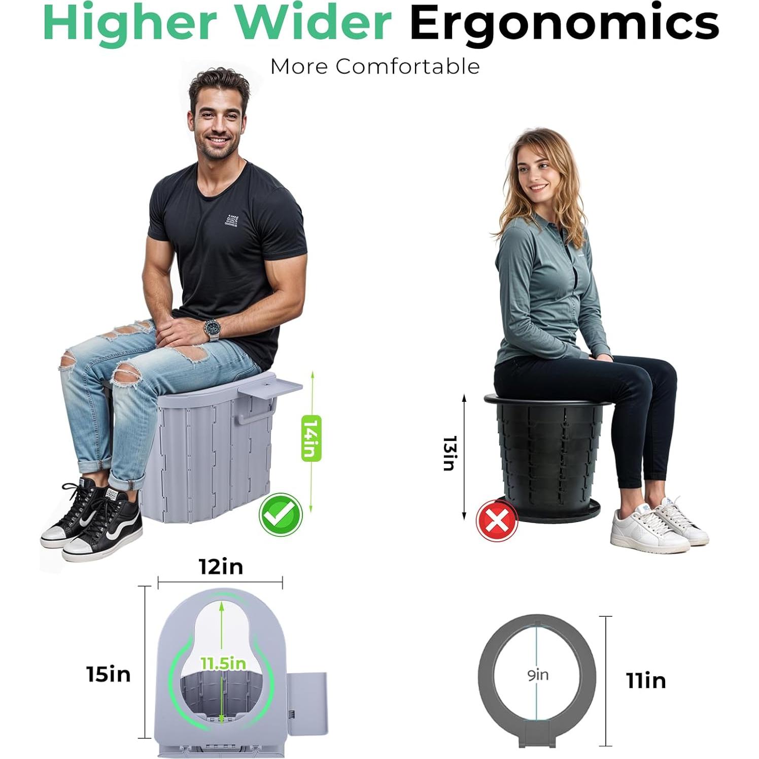 Inodoro Portátil Sckee Plegable 14" para Camping y Viajes