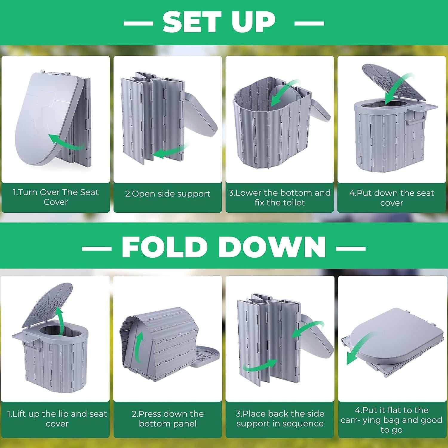 Inodoro Portátil Sckee Plegable 14" para Camping y Viajes