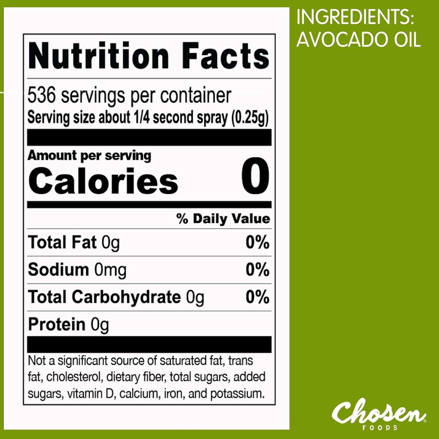 Spray de Aceite de Aguacate Chosen Foods 133 g Sin OGM