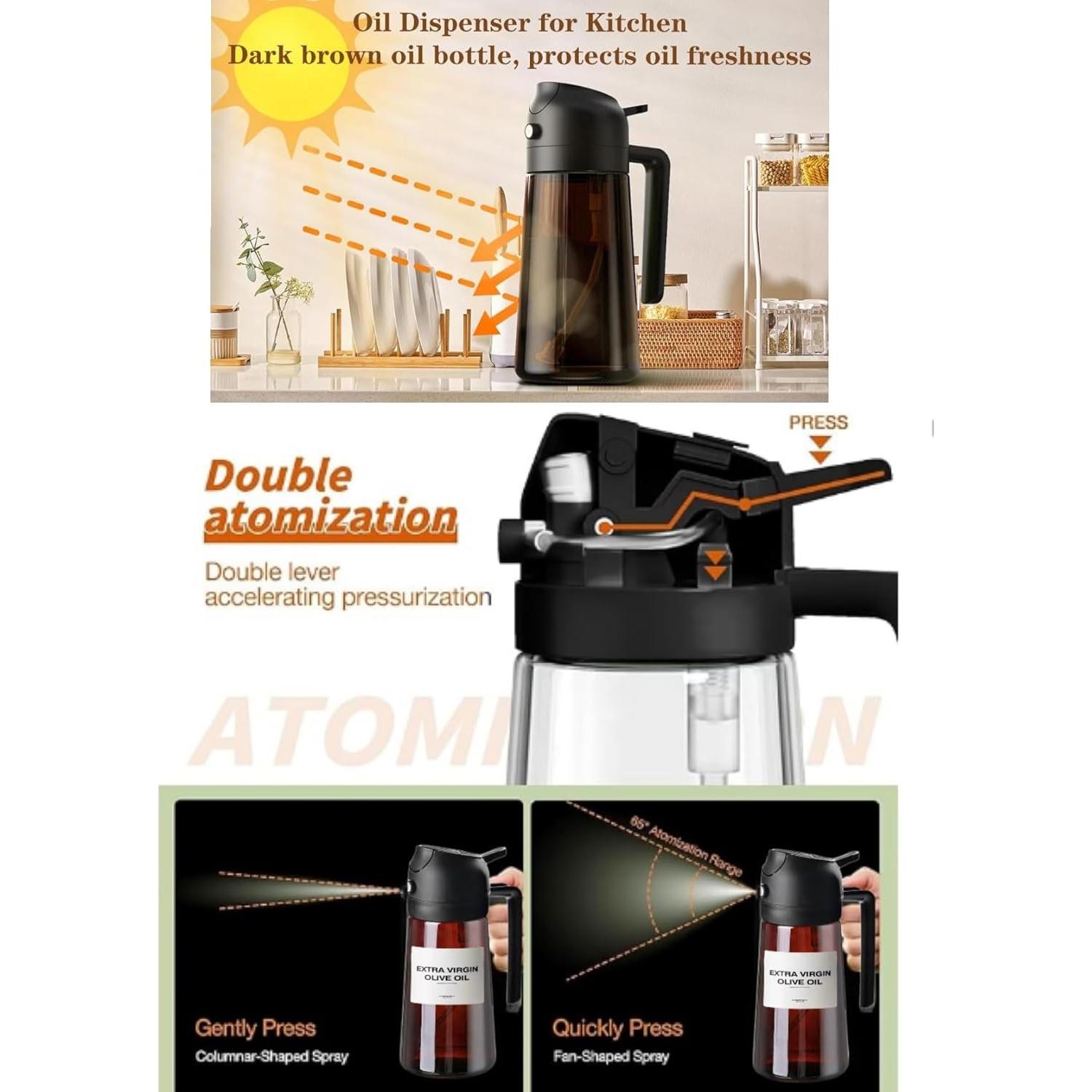 Dispensador de Aceite de Oliva 2 en 1 Zwzjheng 470ml Vidrio