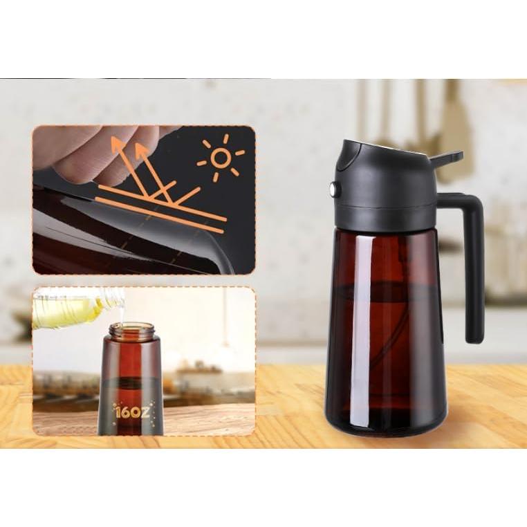 Dispensador de Aceite de Oliva 2 en 1 Zwzjheng 470ml Vidrio