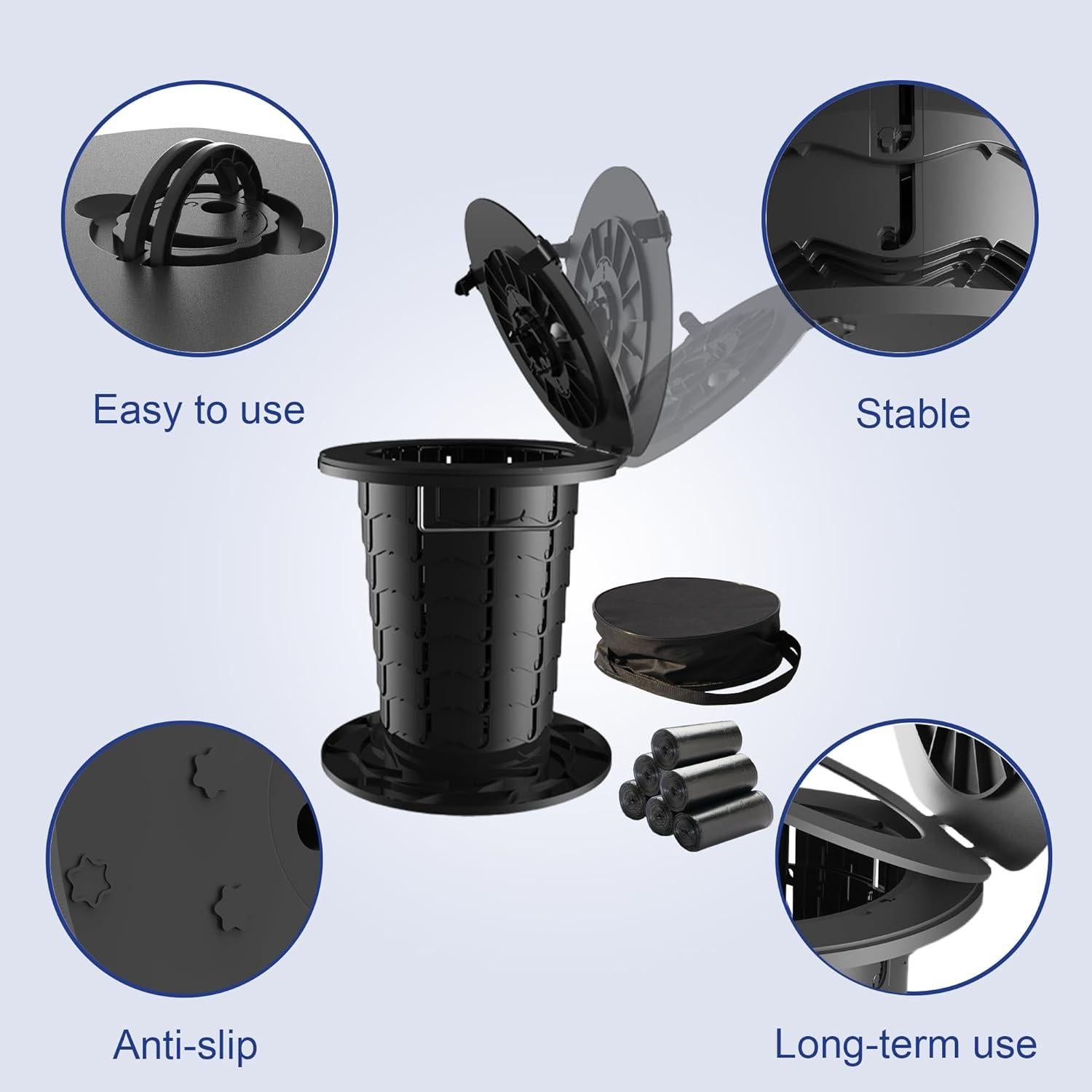 Inodoro portátil ALEVMOOM retráctil 2025 altura ajustable