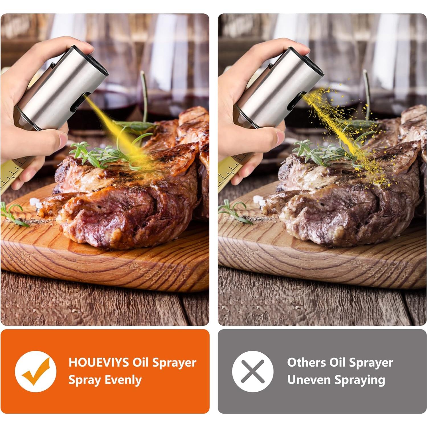 Rociador de Aceite HOUEVIYS 100ml Acero Inoxidable y Vidrio