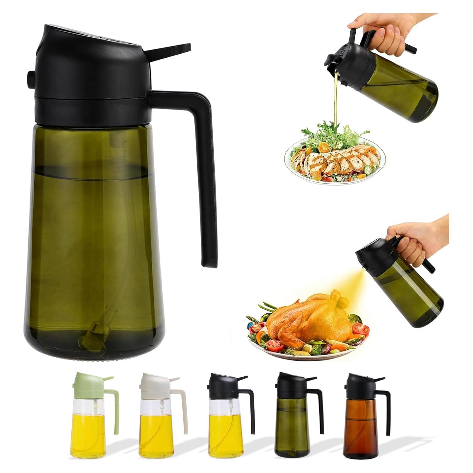 Aovdy Pulverizador de Aceite 470ml Vidrio Verde Oscuro