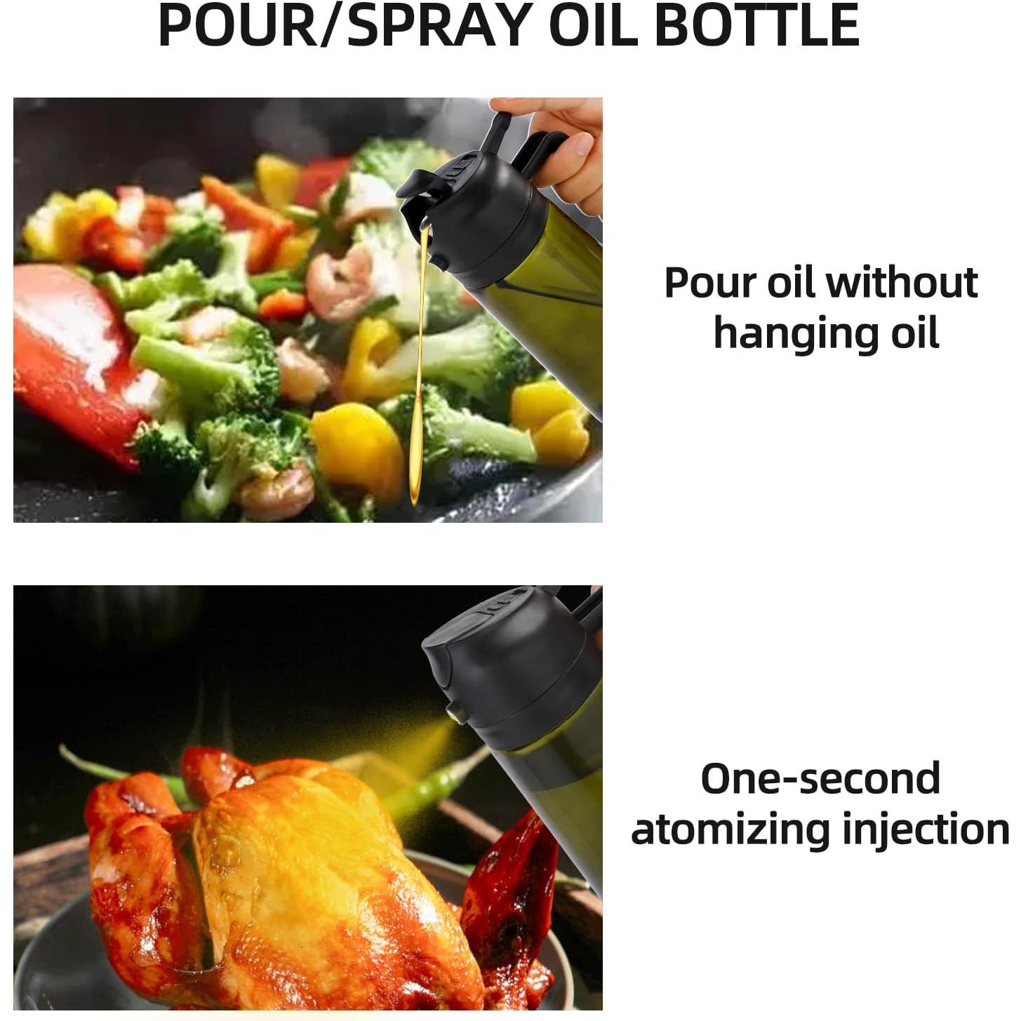 Aovdy Pulverizador de Aceite 470ml Vidrio Verde Oscuro