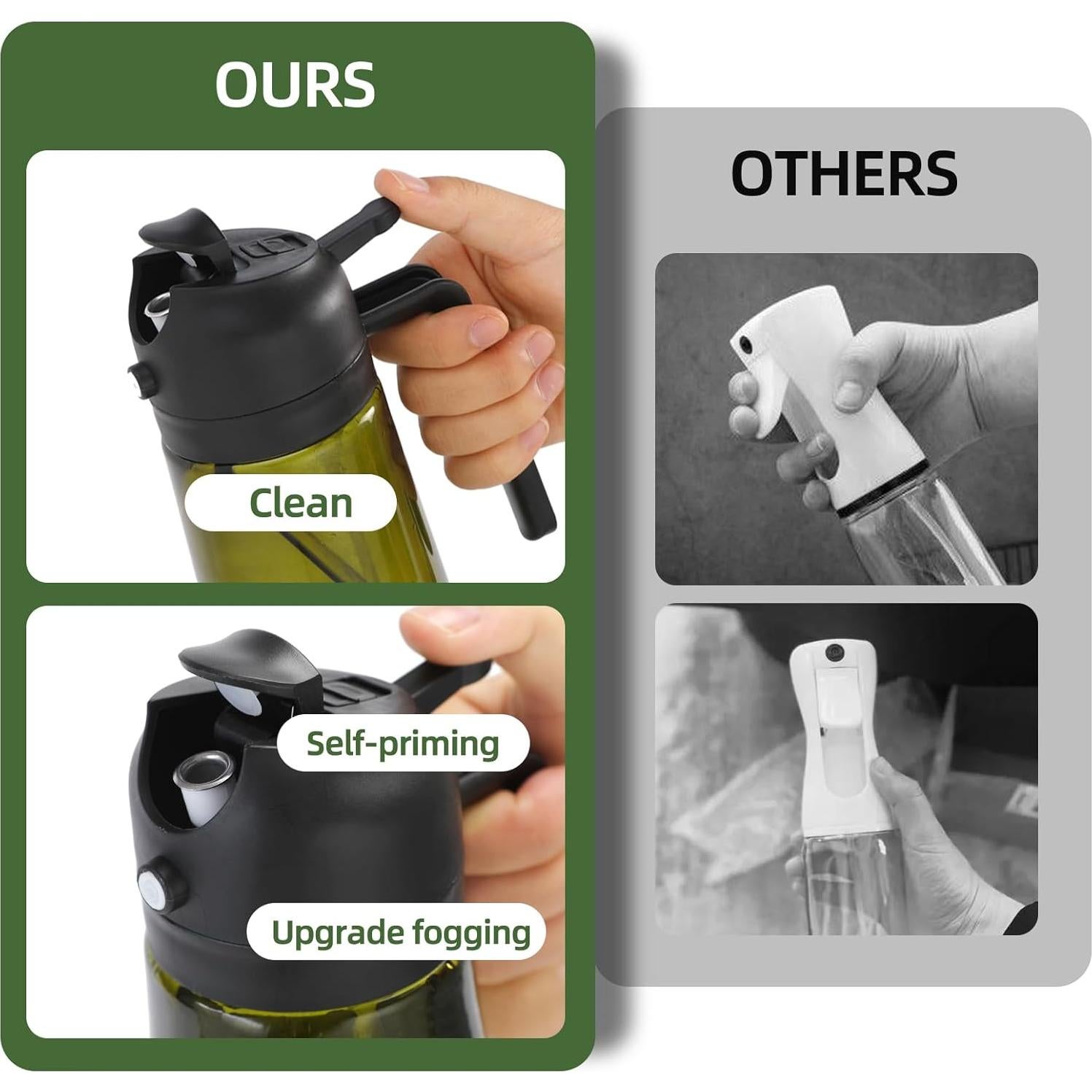 Aovdy Pulverizador de Aceite 470ml Vidrio Verde Oscuro