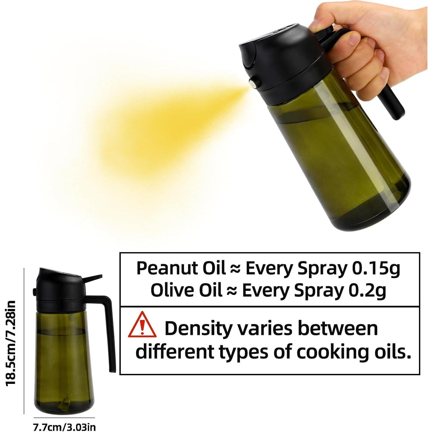 Aovdy Pulverizador de Aceite 470ml Vidrio Verde Oscuro