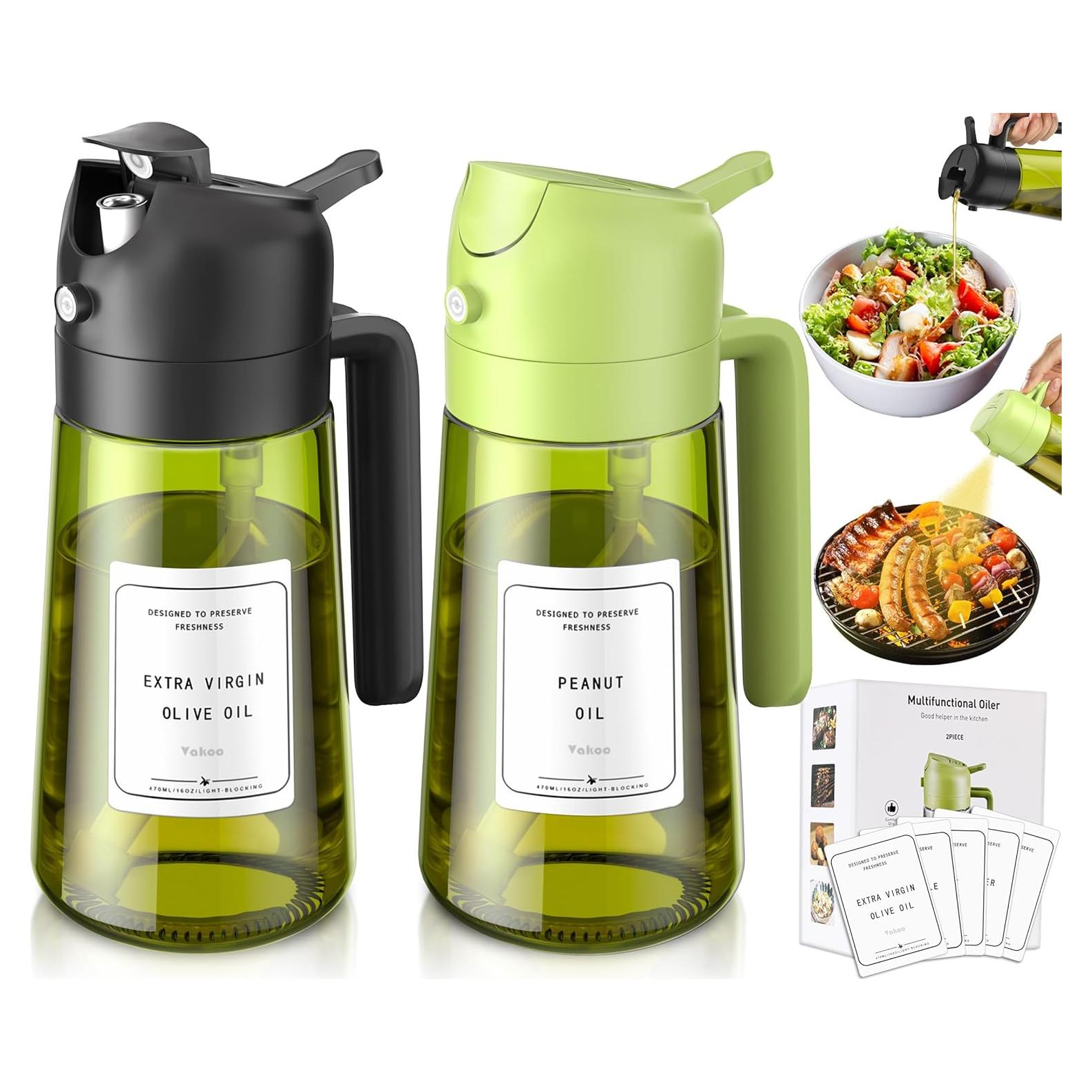 Vakoo Pulverizador y Dispensador de Aceite 470ml Vidrio