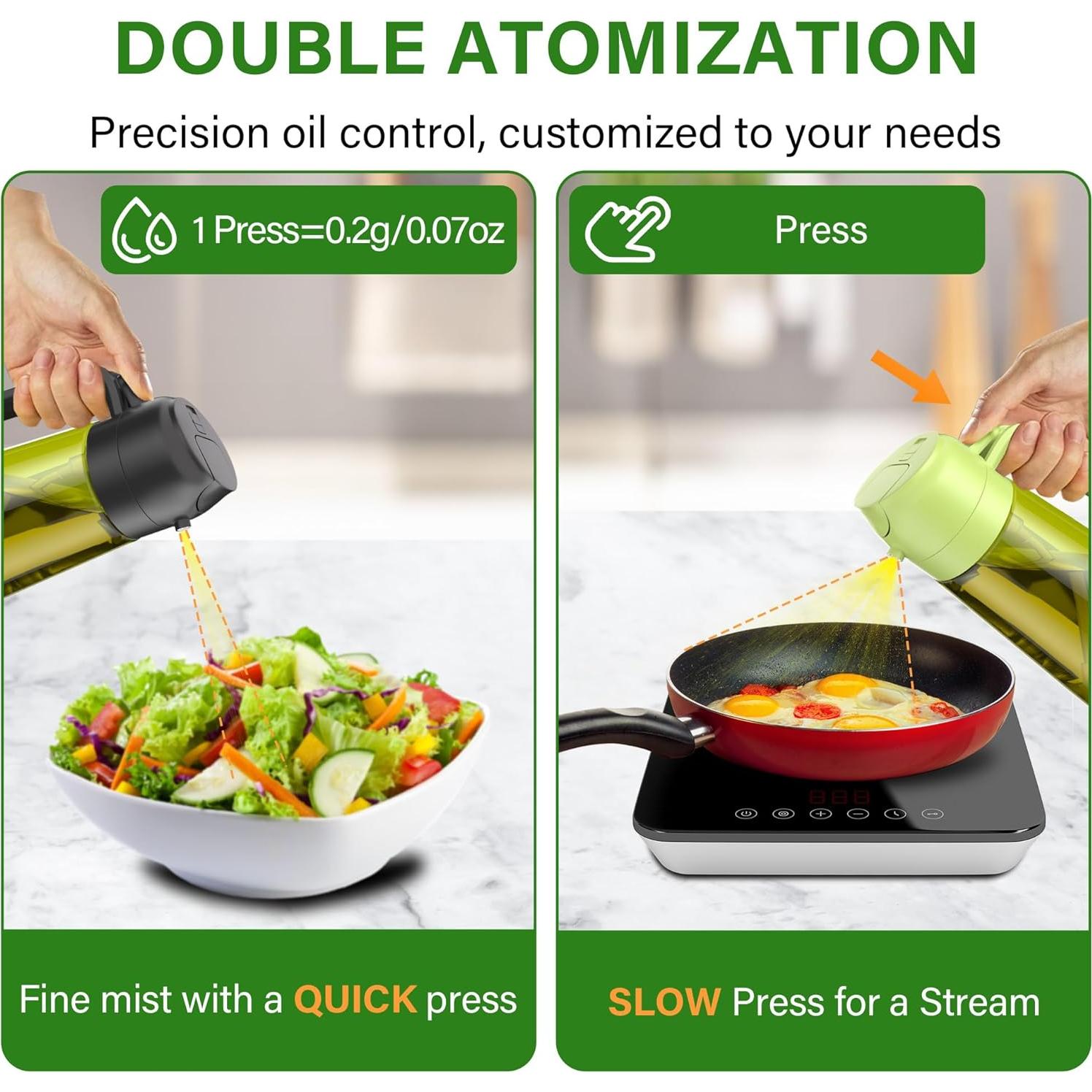 Vakoo Pulverizador y Dispensador de Aceite 470ml Vidrio