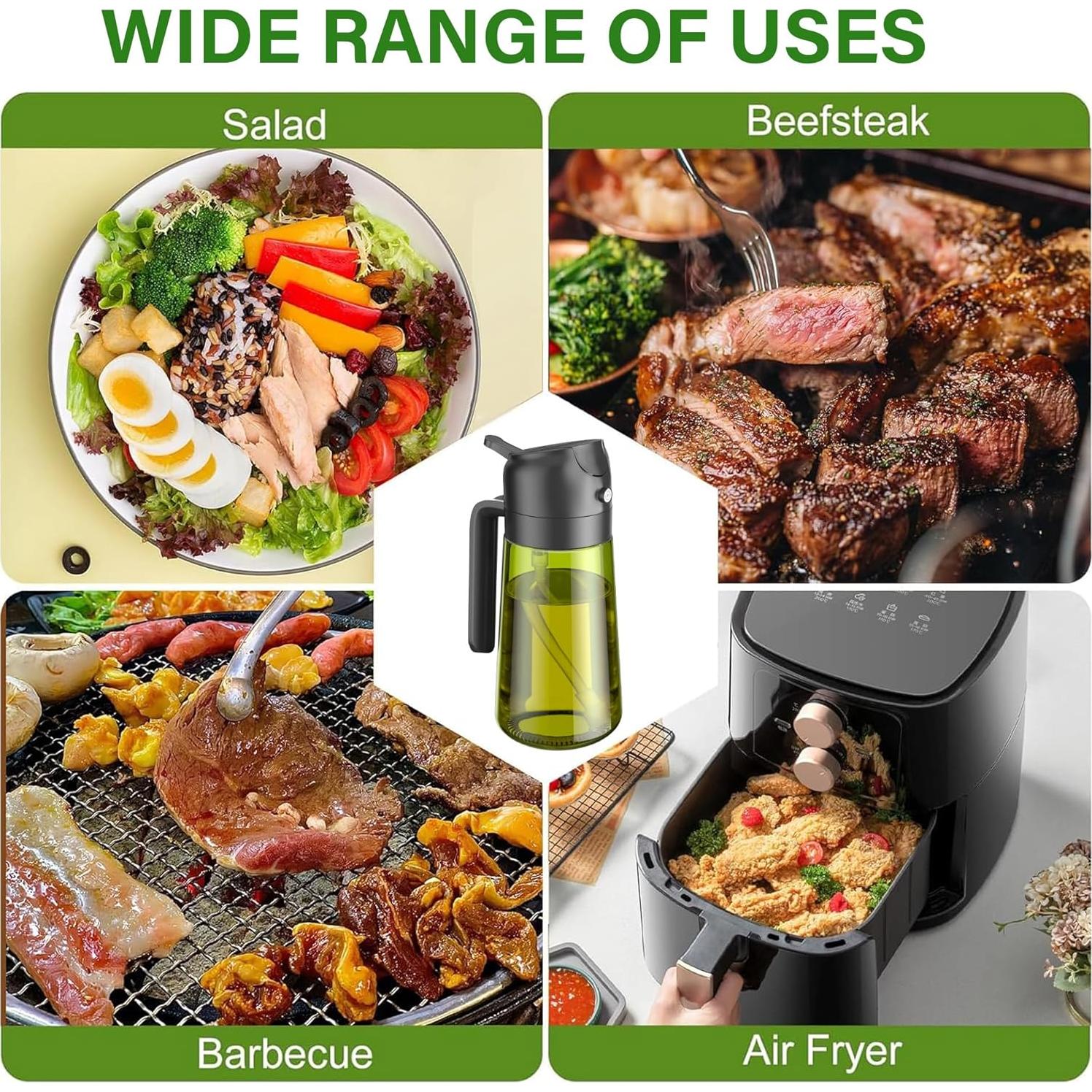 Vakoo Pulverizador y Dispensador de Aceite 470ml Vidrio