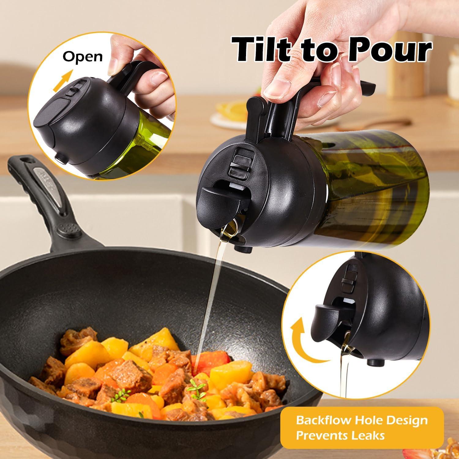 Botella dispensadora de aceite Evershio 470ml 2 en 1 vidrio