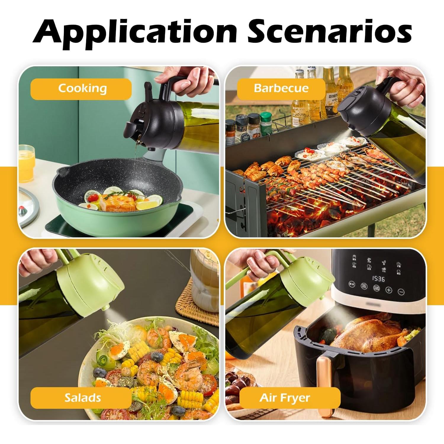 Botella dispensadora de aceite Evershio 470ml 2 en 1 vidrio