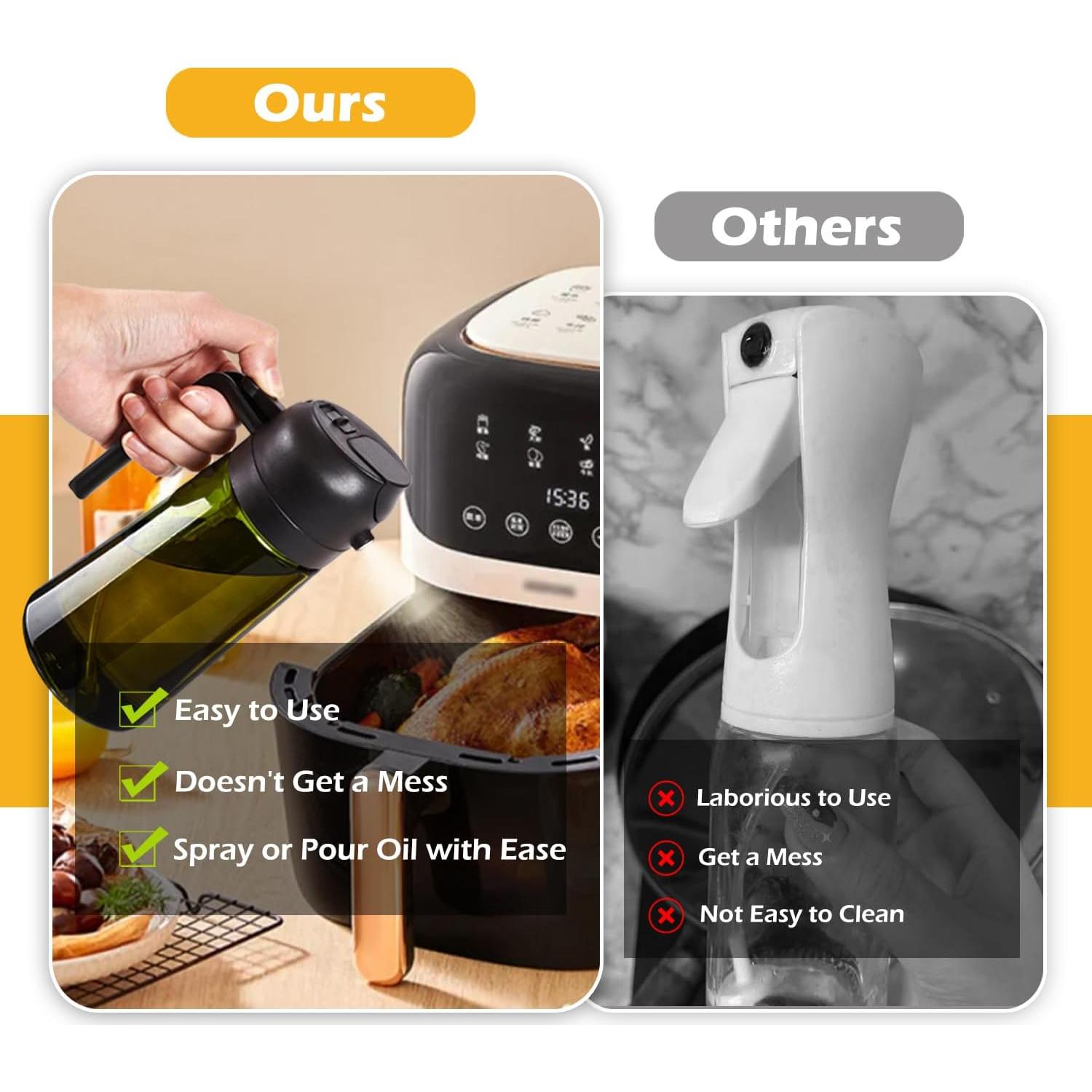 Botella dispensadora de aceite Evershio 470ml 2 en 1 vidrio