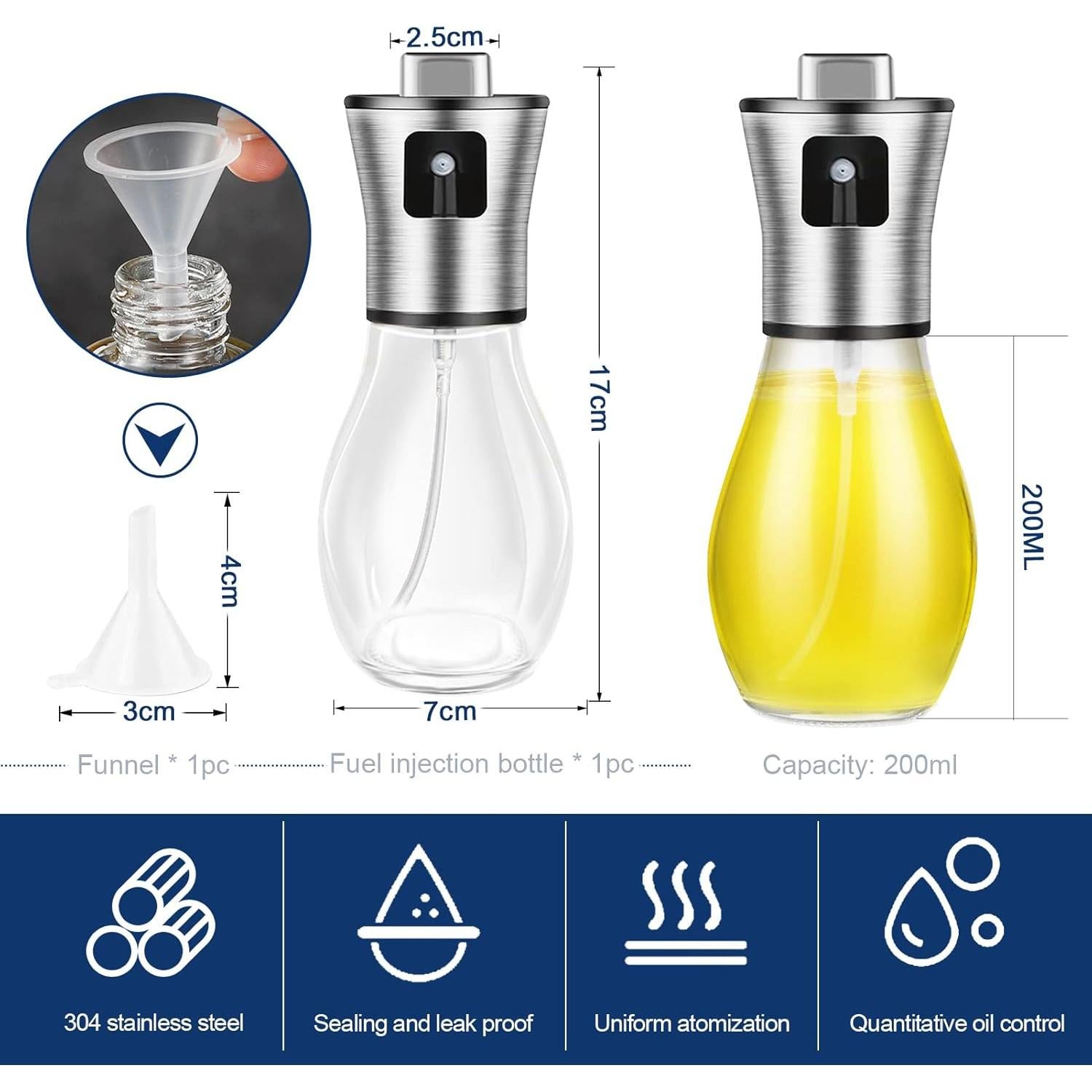 Rociador de Aceite SAINSWIN 200ML Vidrio Ovalado Reutilizable