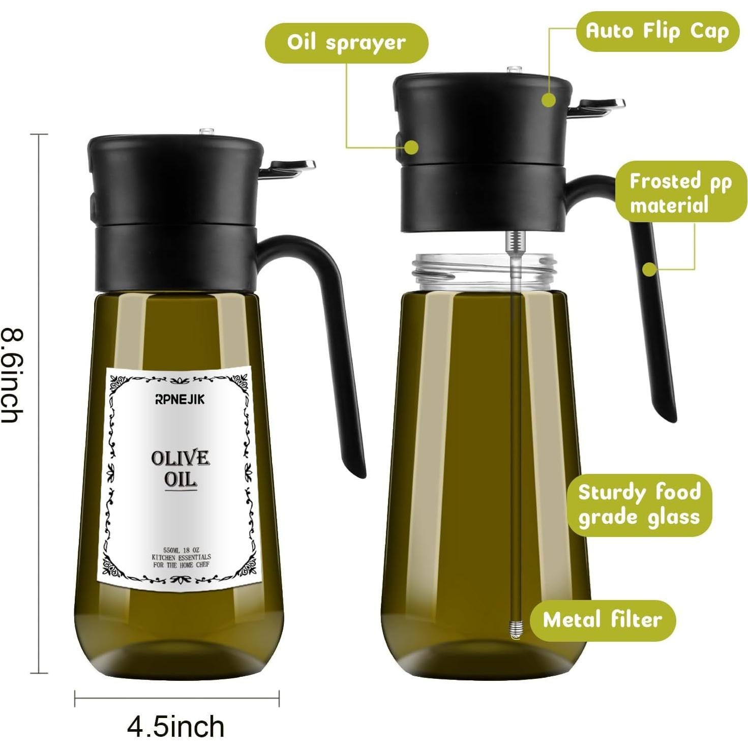 Dispensador y Rociador de Aceite RPNEJIK 0.5L Verde