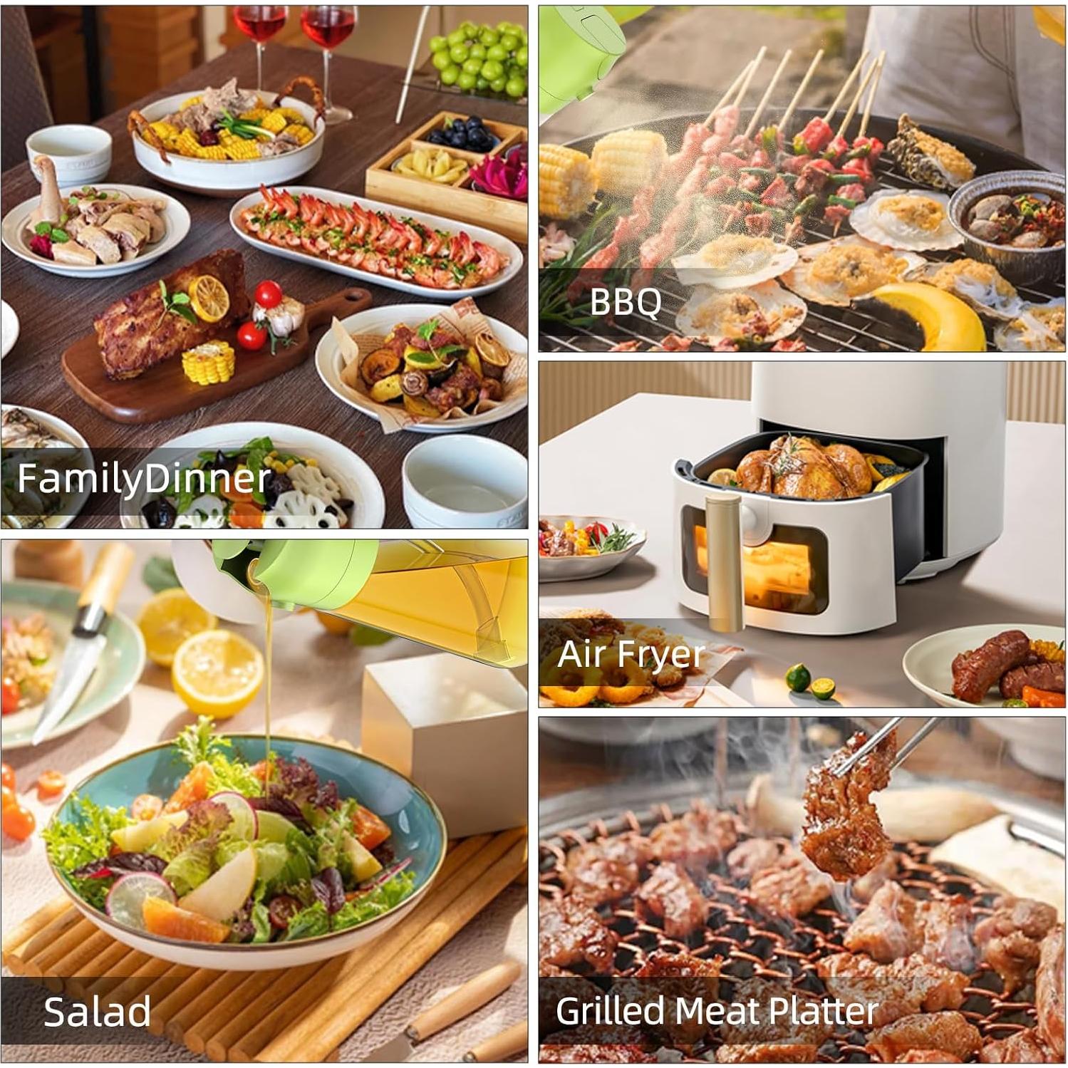 Rociador de Aceite 2 en 1 DOMHOAI 470ml Vidrio Verde