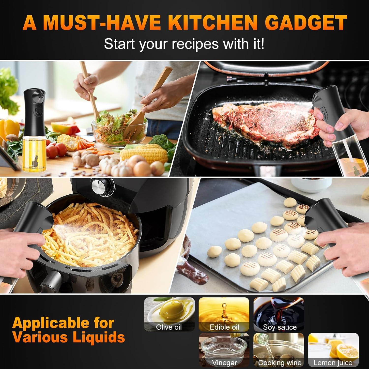 Pulverizador de Aceite Eléctrico Temede 152ml Vidrio Negro