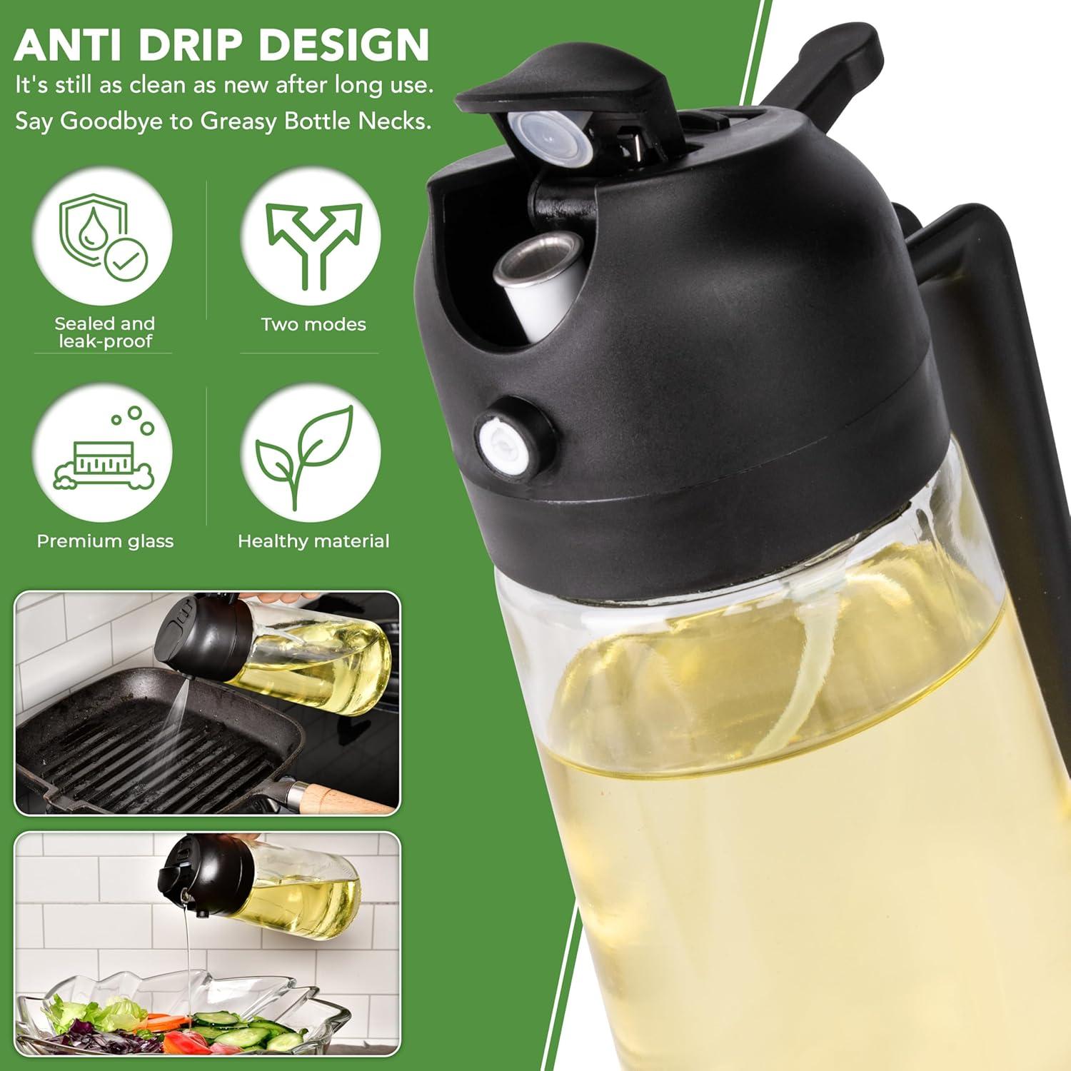 Dispensador de Aceite 2 en 1 Robinesse 470ml Vidrio Negro