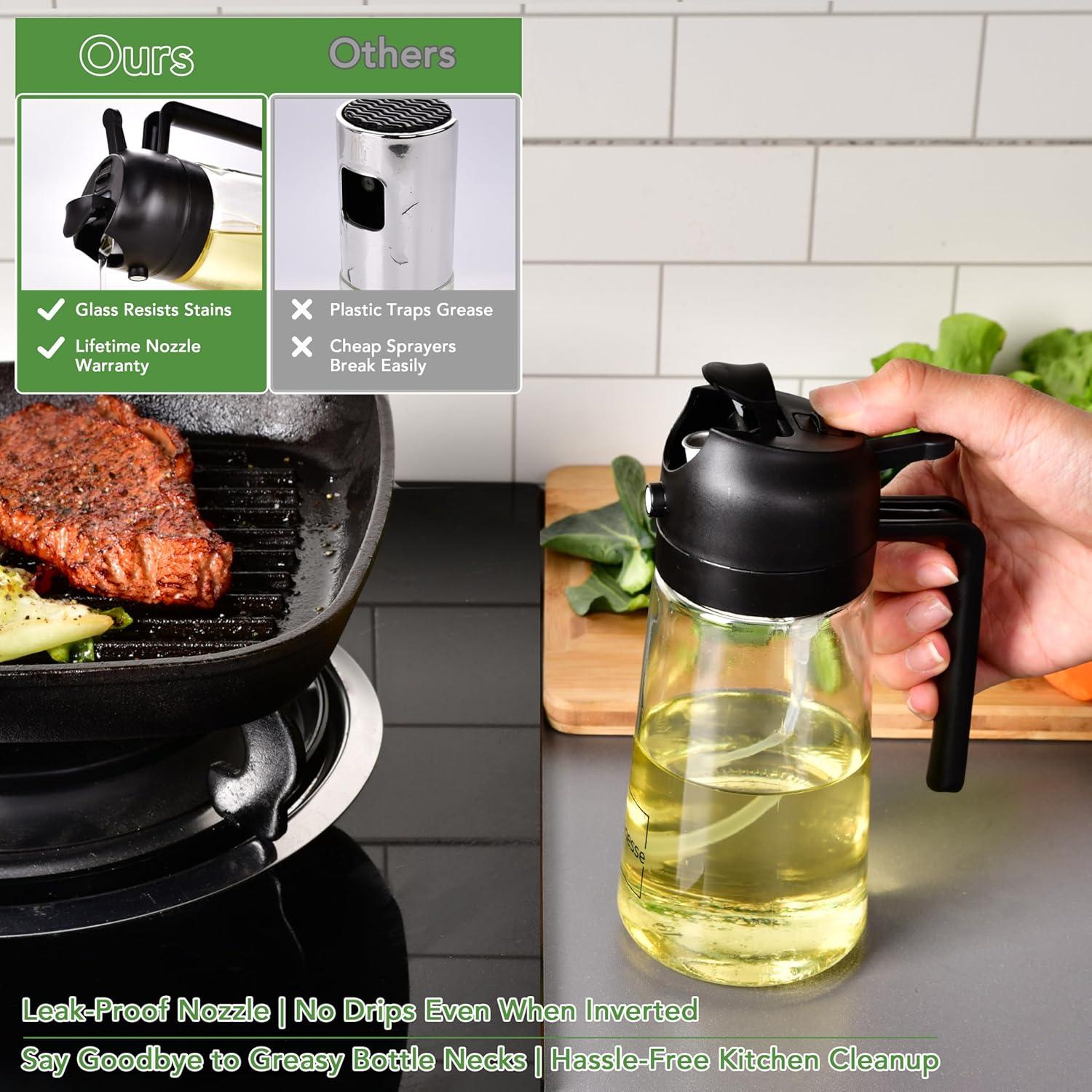 Dispensador de Aceite 2 en 1 Robinesse 470ml Vidrio Negro