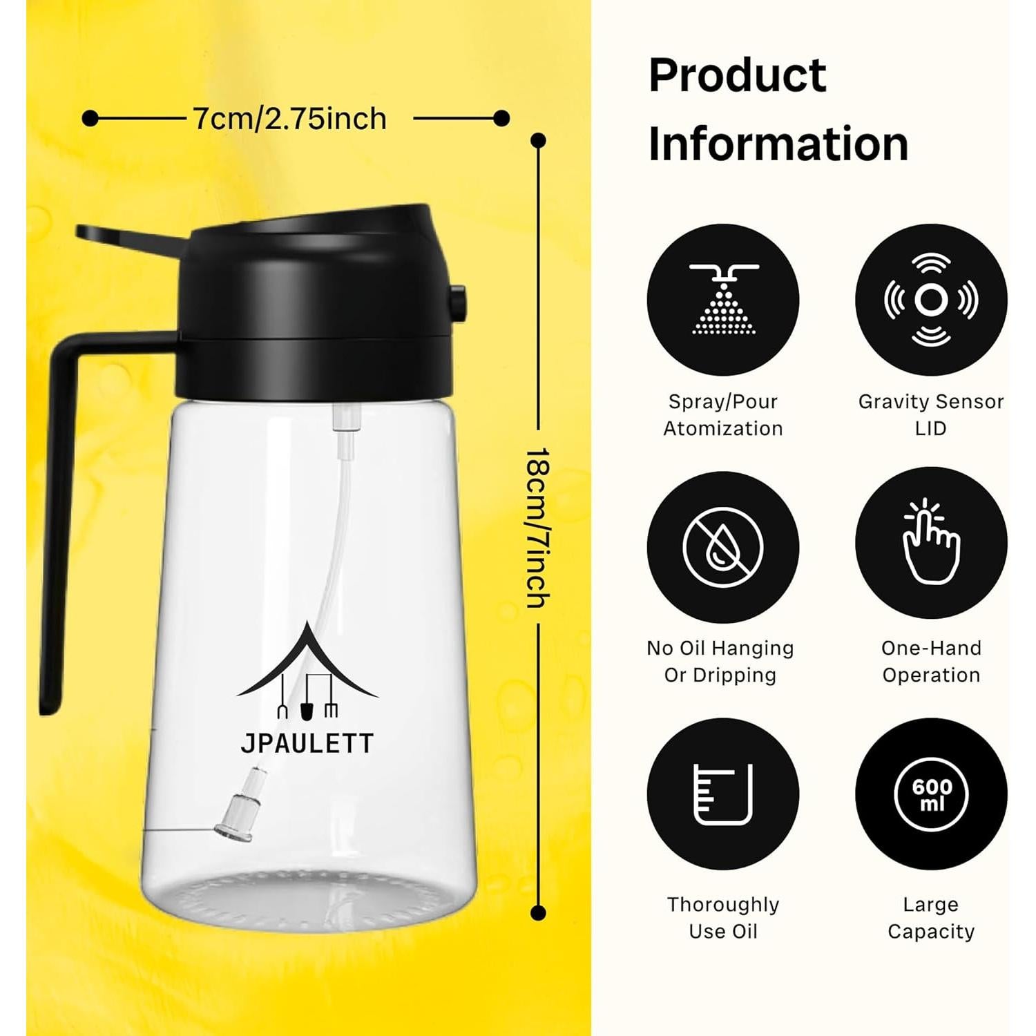 Rociador de Aceite JPAULETT 470ml Vidrio Antifugas