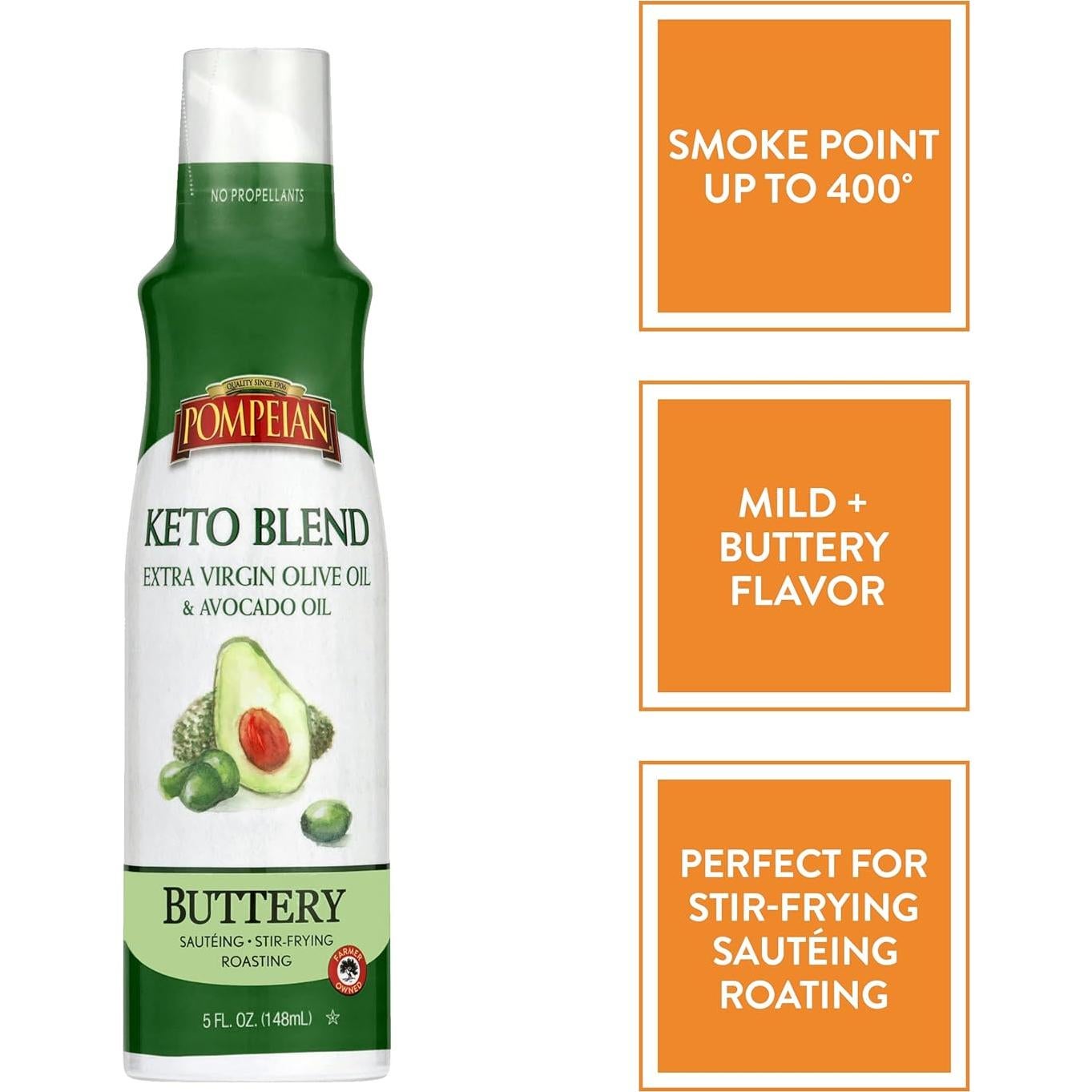 Spray de Cocina Aceite de Oliva Extra Virgen y Aguacate Pompeian 177 ml