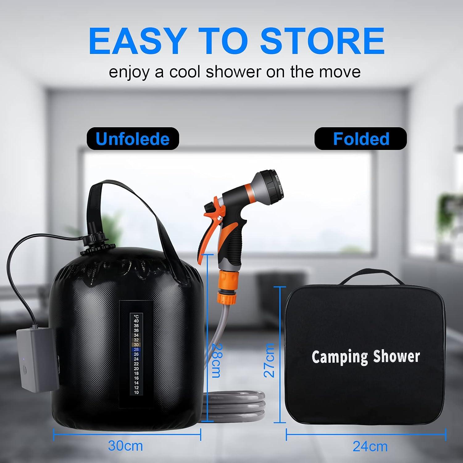 Ducha Portátil AZXJC 20L Bomba Recargable 8 Modos