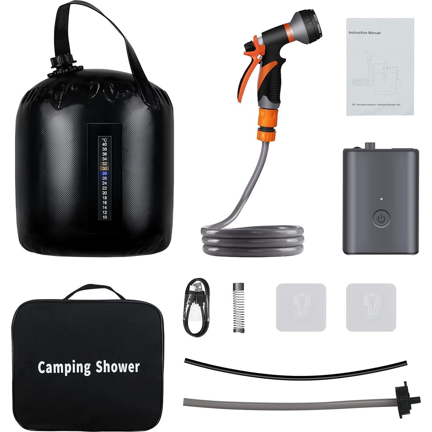 Ducha Portátil AZXJC 20L Bomba Recargable 8 Modos